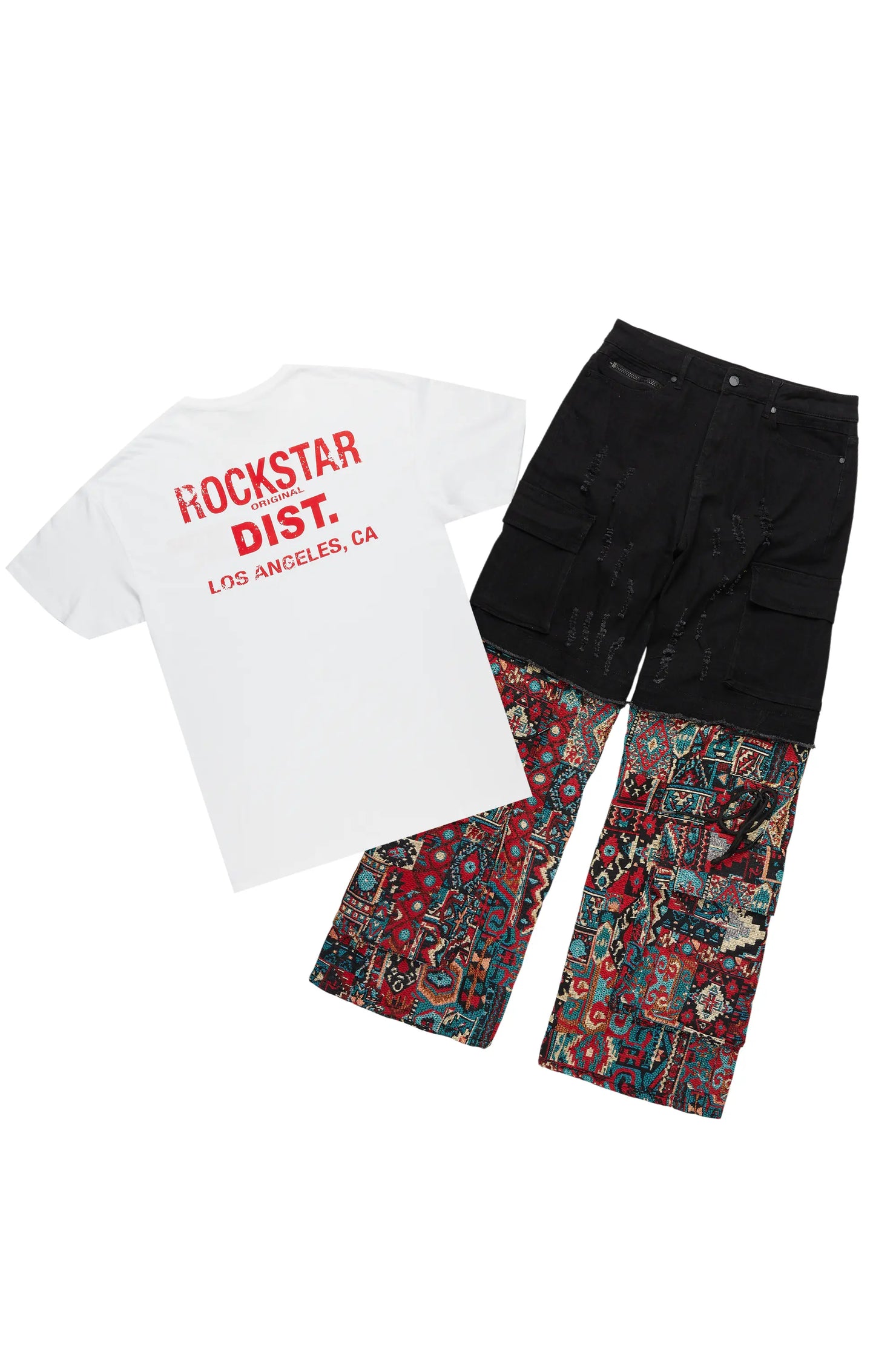 Lake White/Red T-Shirt/Tapestry Baggy Jean Bundle