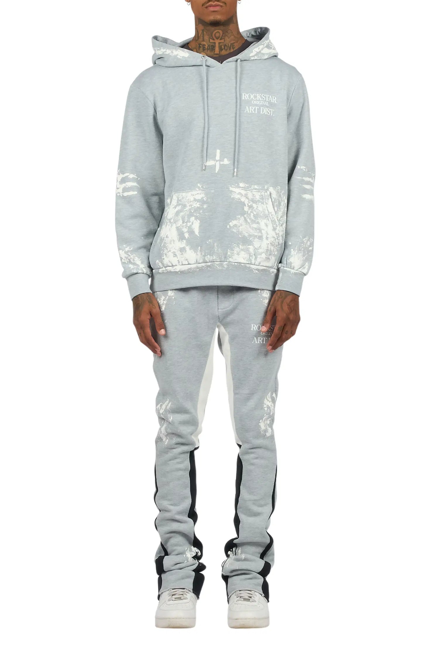 Filip Heather Grey Hoodie/Stacked Pant Track Set