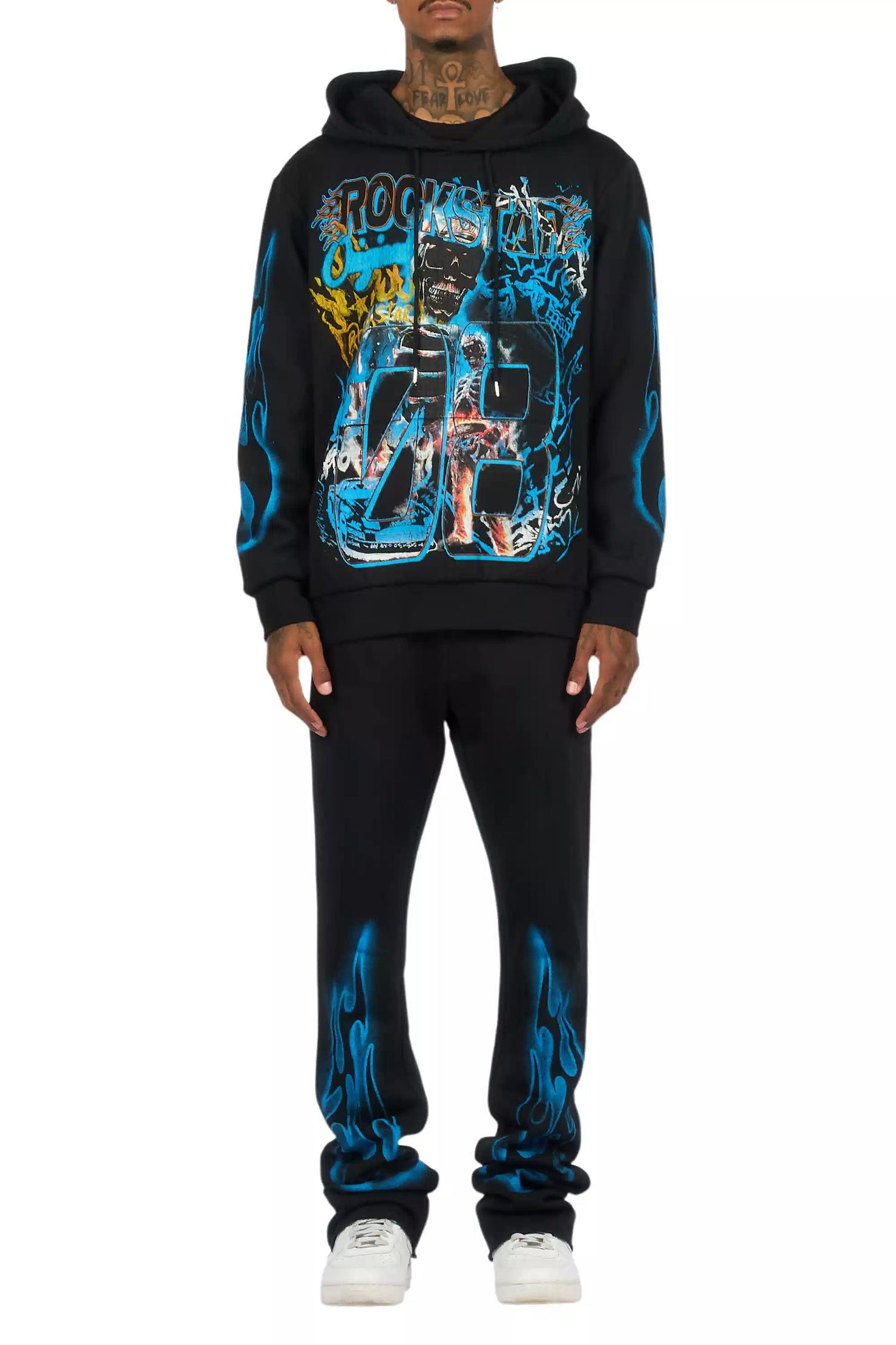 Eros Black Hoodie/Stacked Pant Track Set