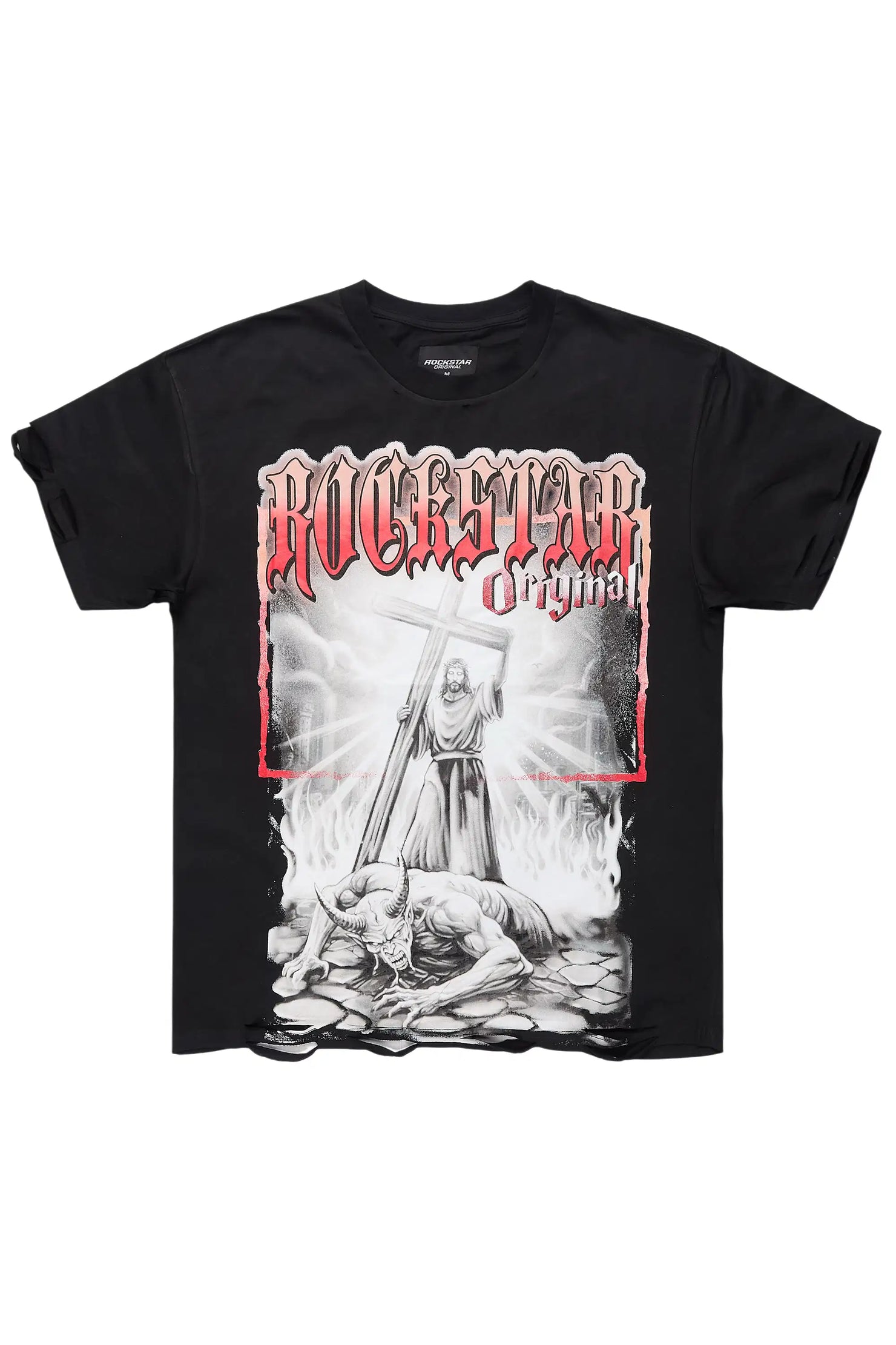 Renzo Black Oversized Graphic T-Shirt