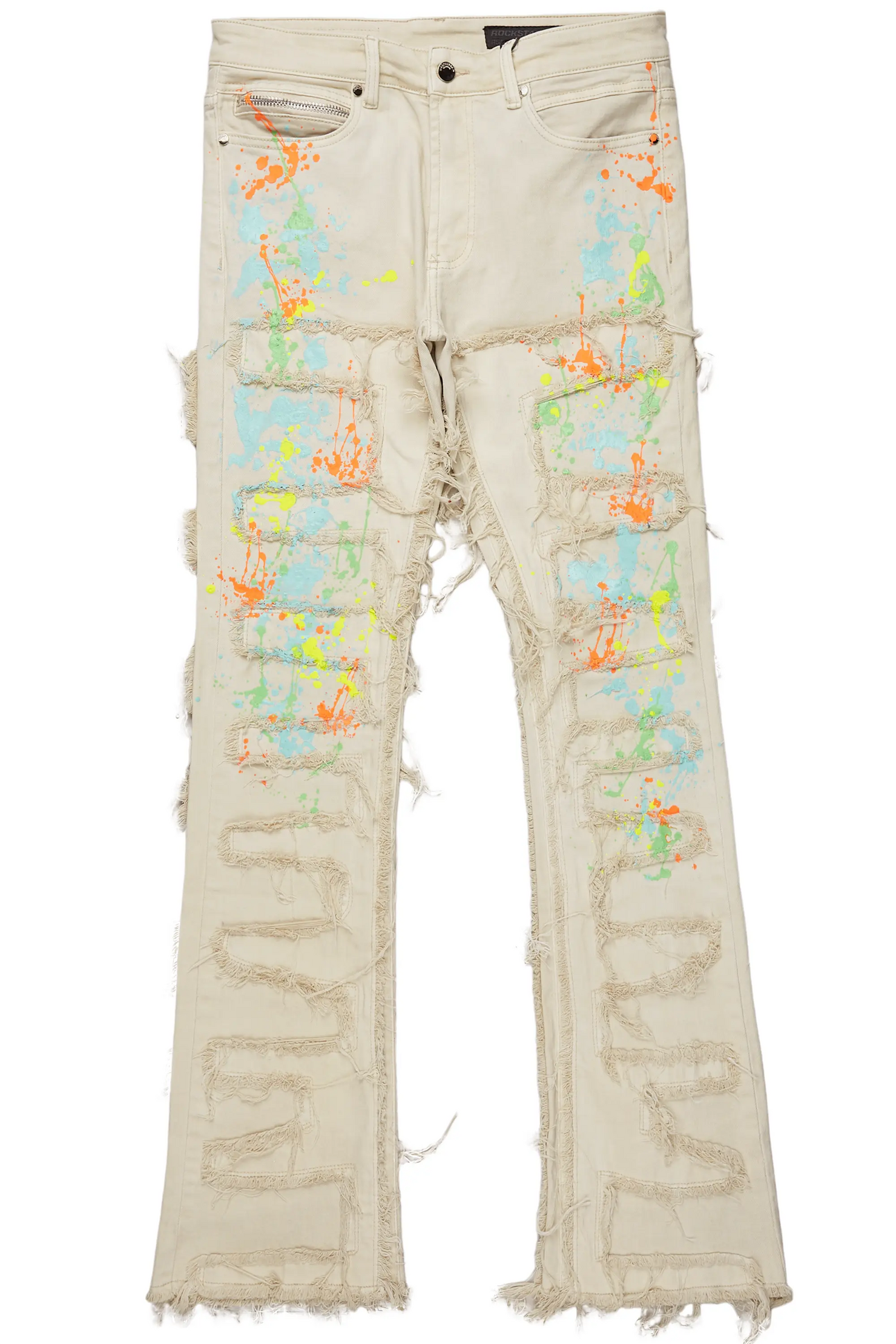 Tacito Beige Painter Stacked Flare Jean