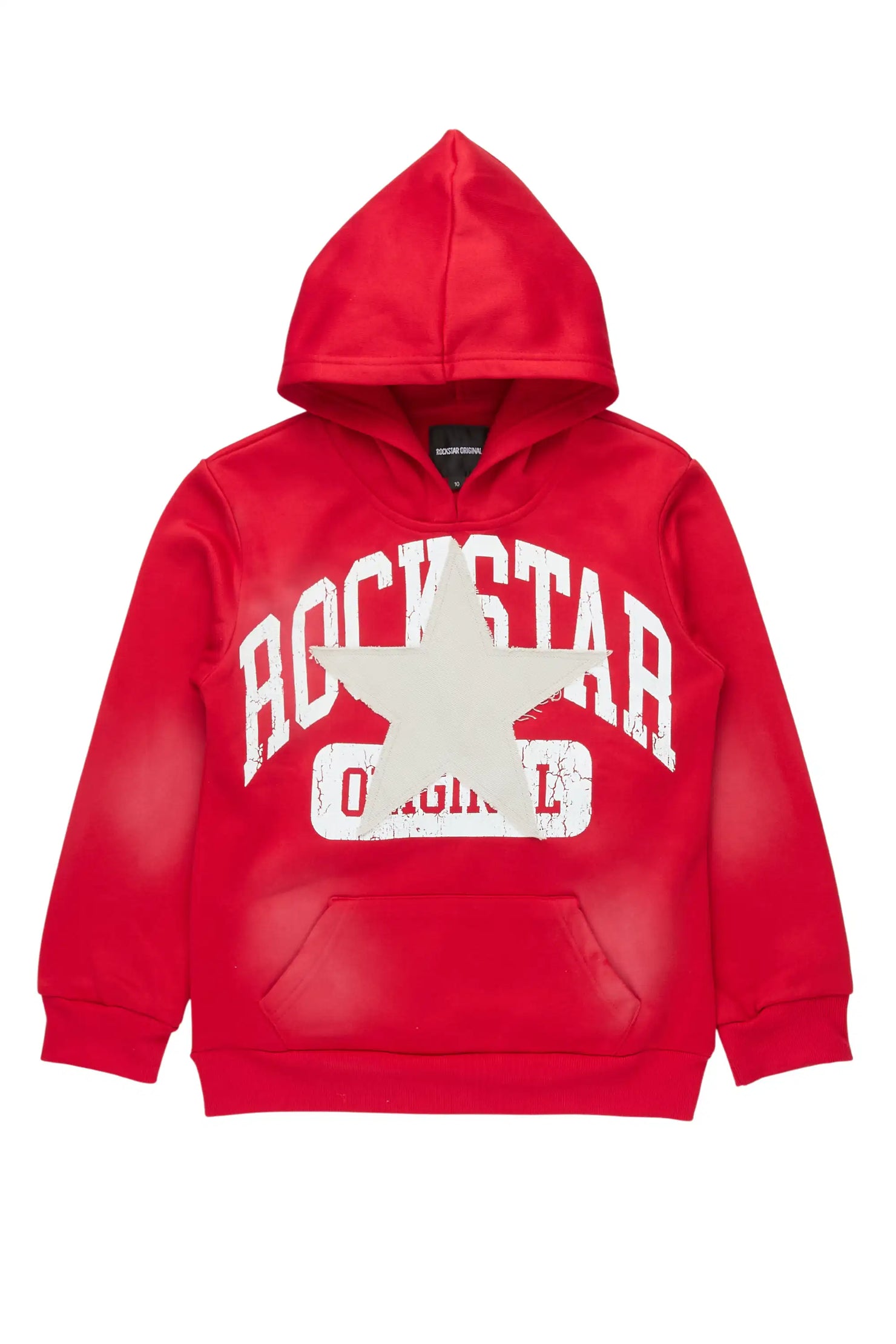 Girls Danika Red/Grey Graphic Hoodie with Patch