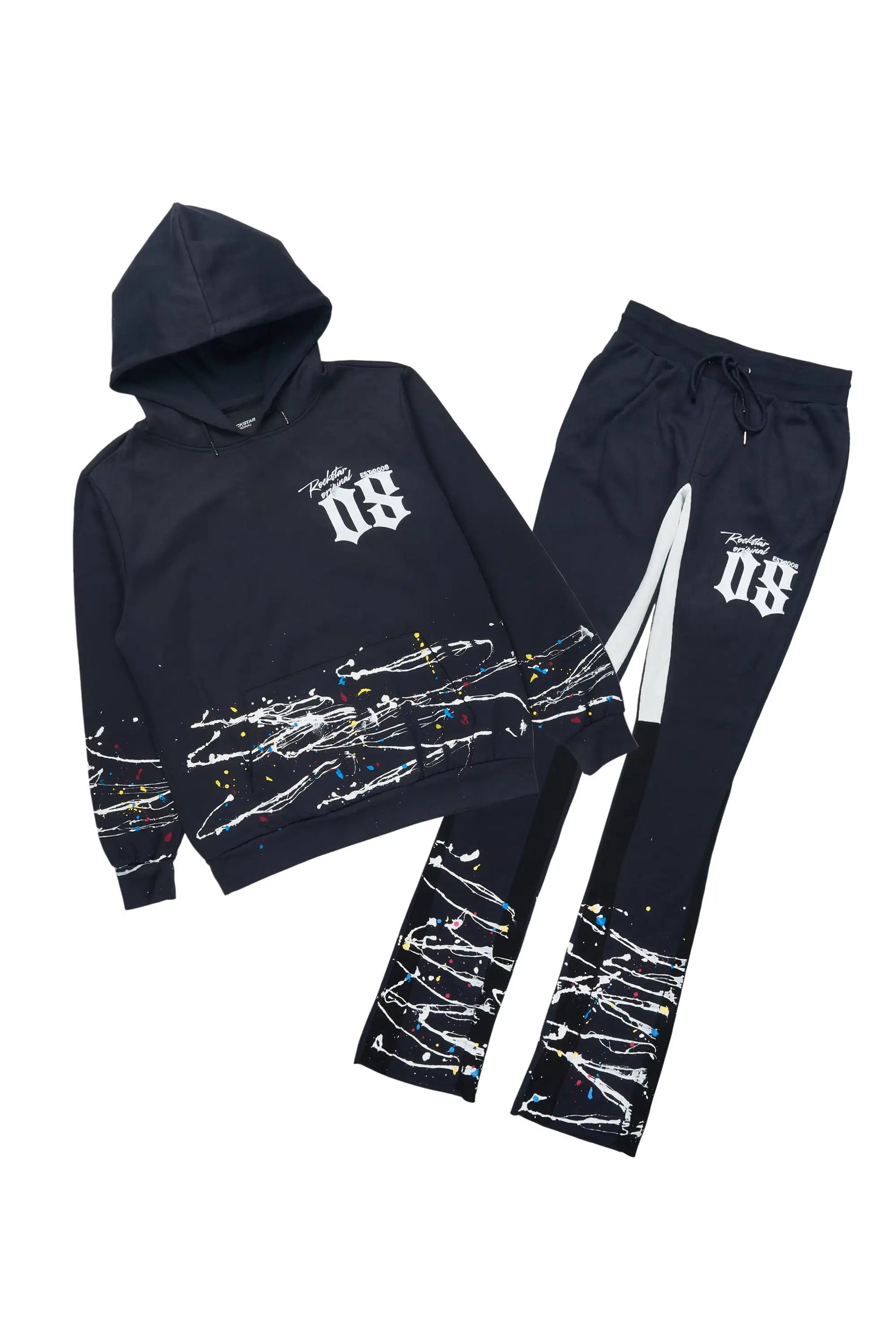 Horia Charcoal/Multi Hoodie/Stacked Flare Track Set