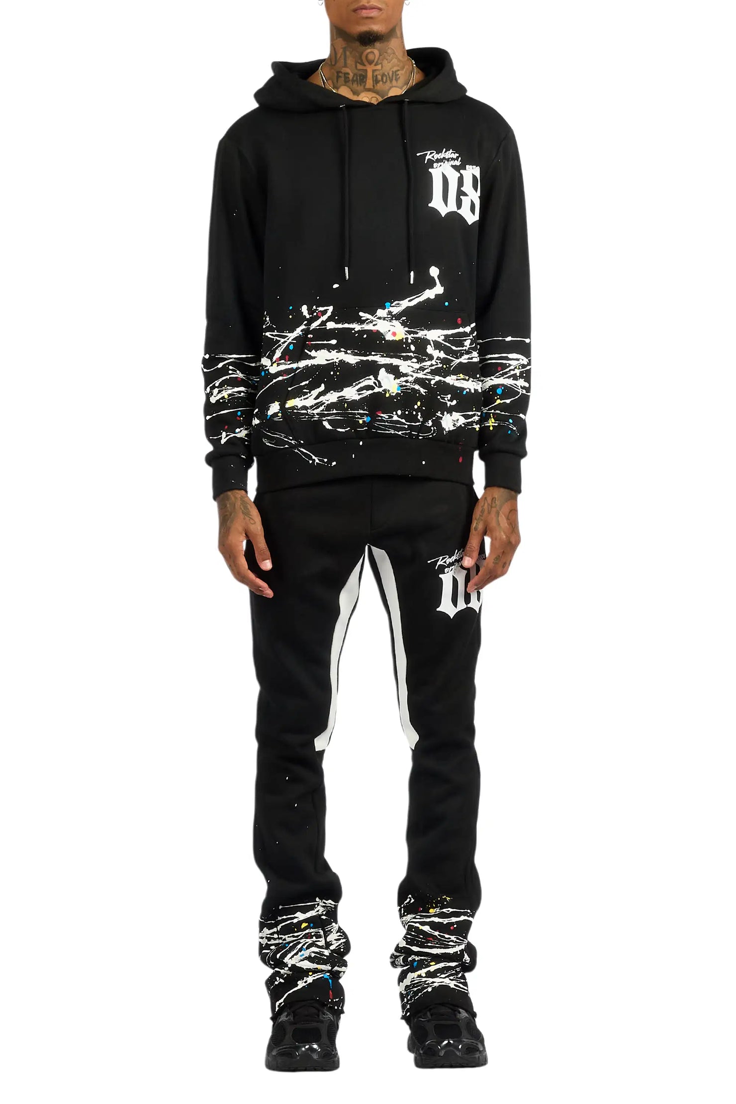 Horia Black/Multi Hoodie/Stacked Flare Track Set