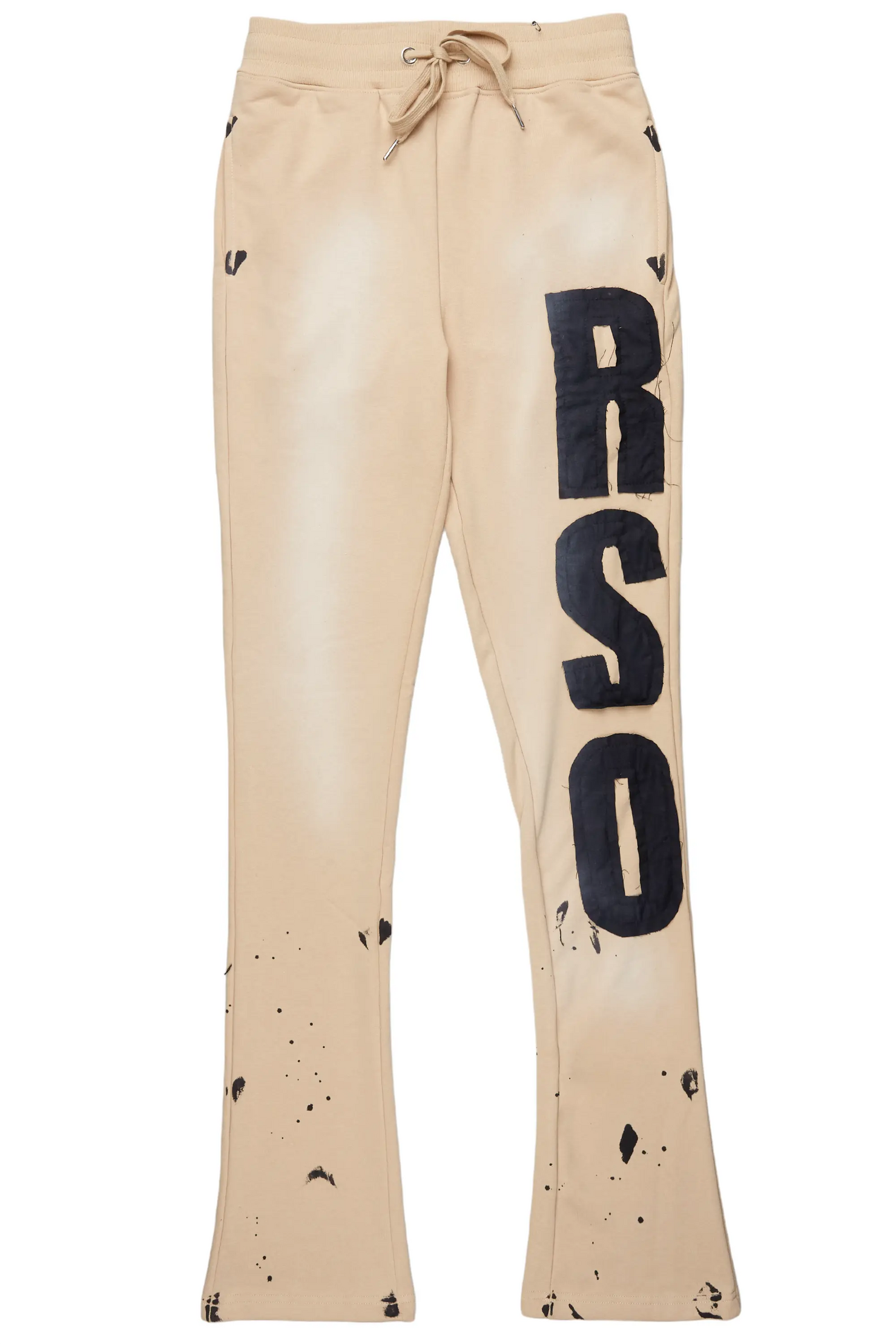 Acotas Khaki Patchwork Stacked Flare Pants