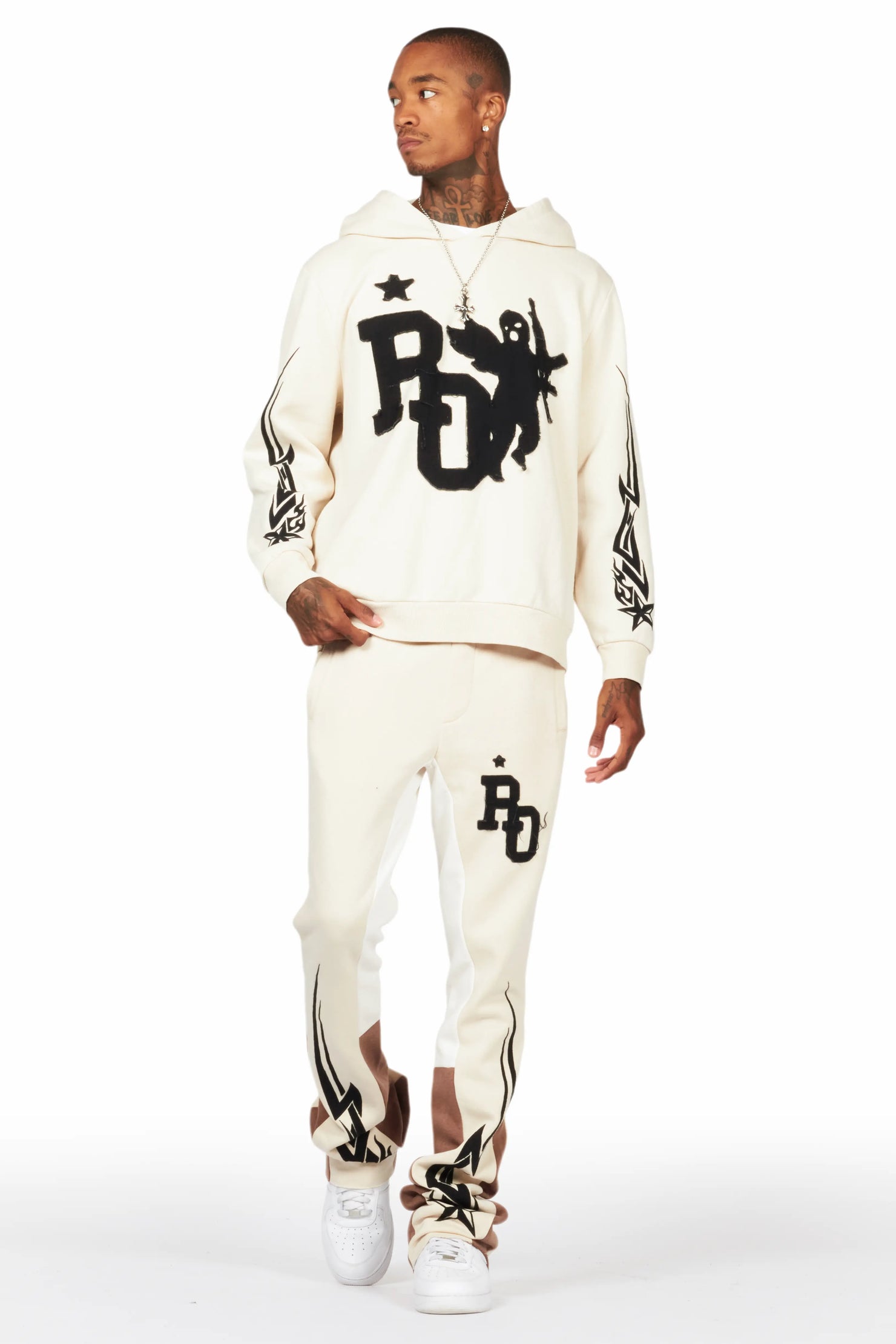 Pluton Beige Patchwork Stacked Track Set