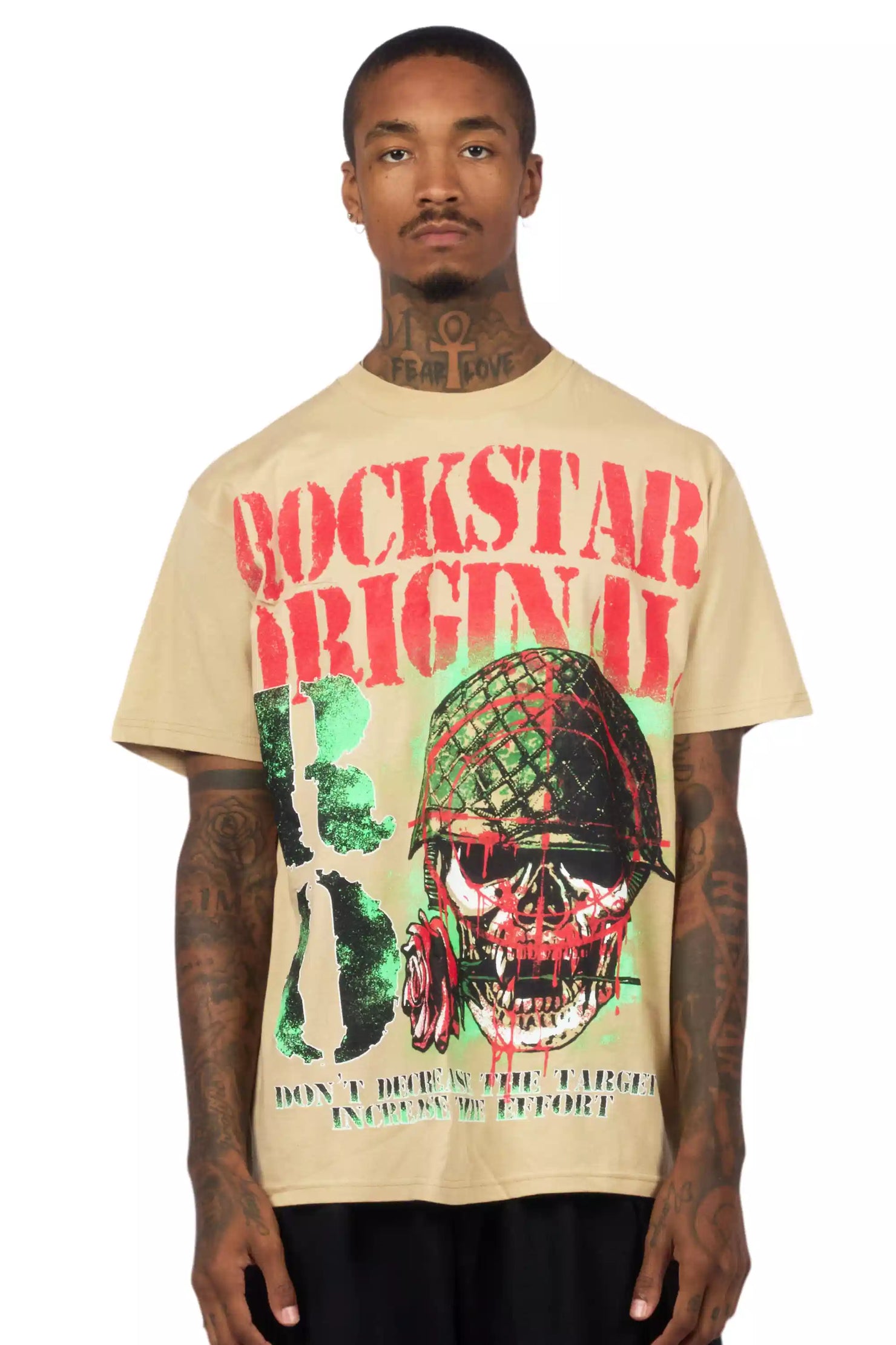 Kilshot Romance 2.0 Beige Oversized Graphic T-Shirt