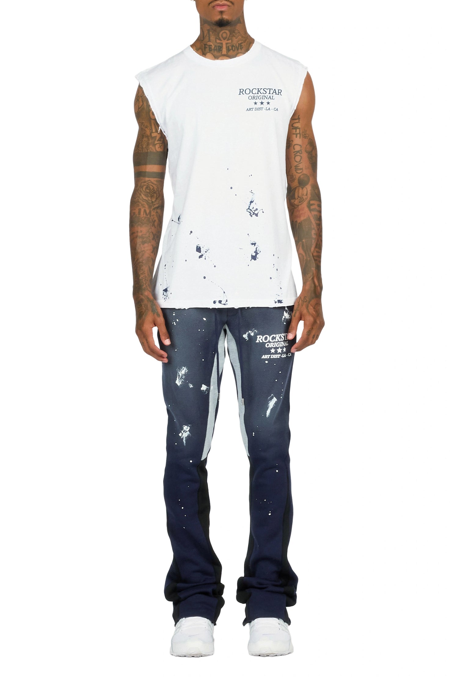 Damek White/Navy Cut Sleeve/Stacked Flare Track Set