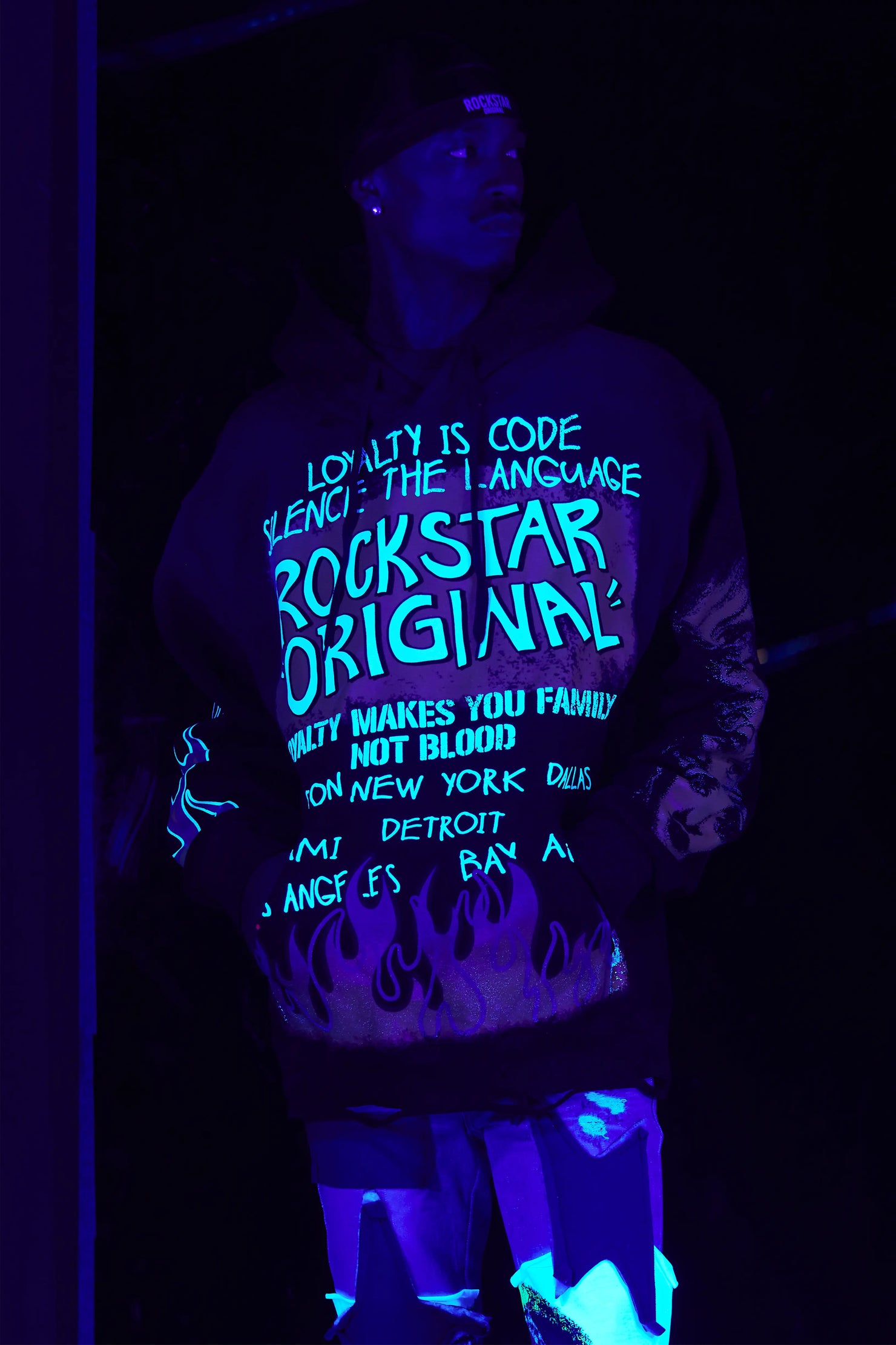 Beno Black/Yellow Distressed Graphic Hoodie