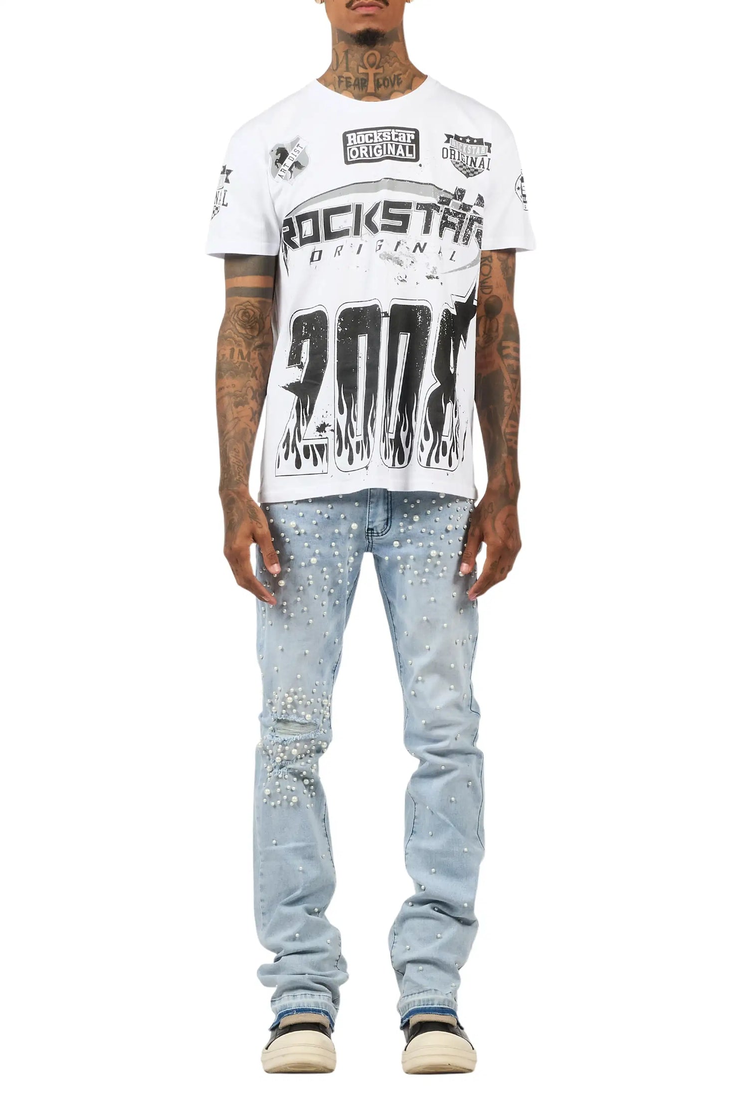 Ziv Pearl Light Blue Stacked Flare Jean