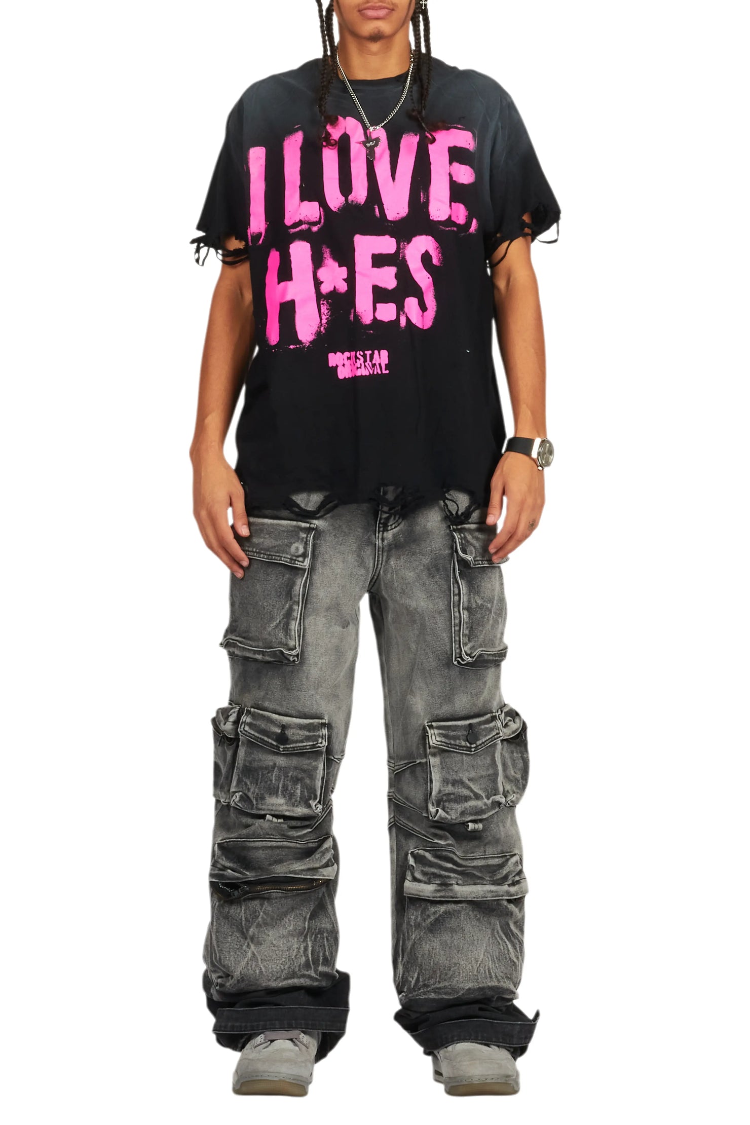 Banyan Black/Pink Graphic Oversized T-Shirt