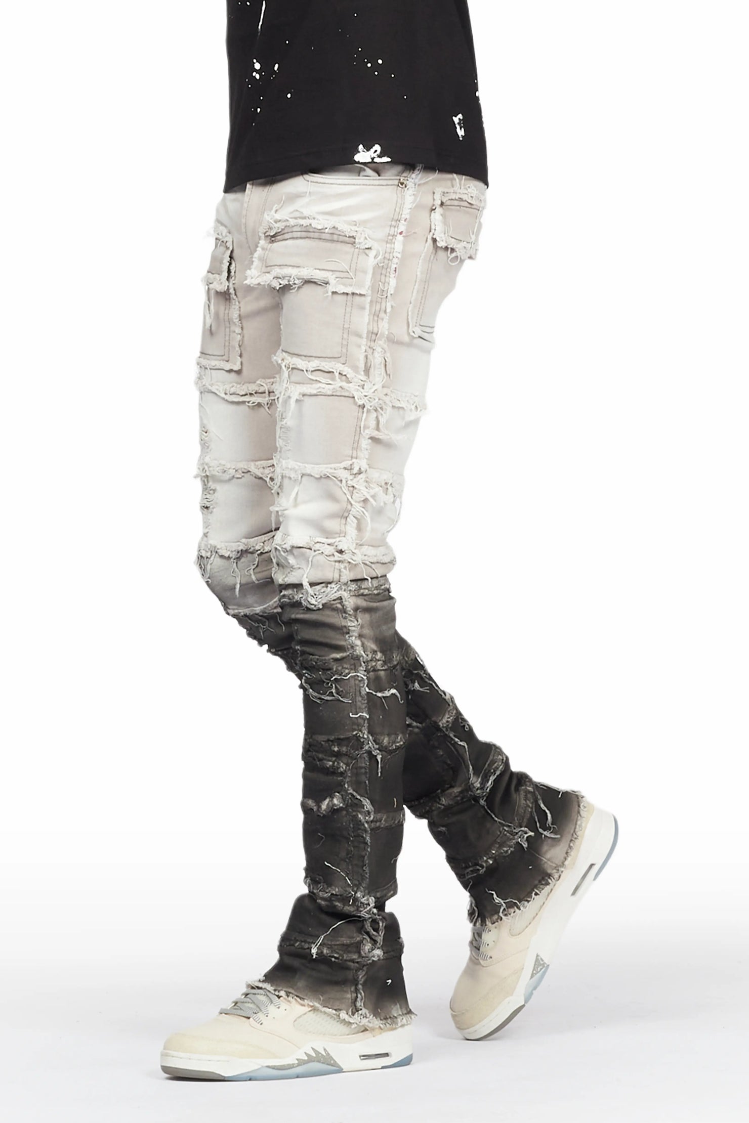 Mads Grey Painter Stacked Flare Jean
