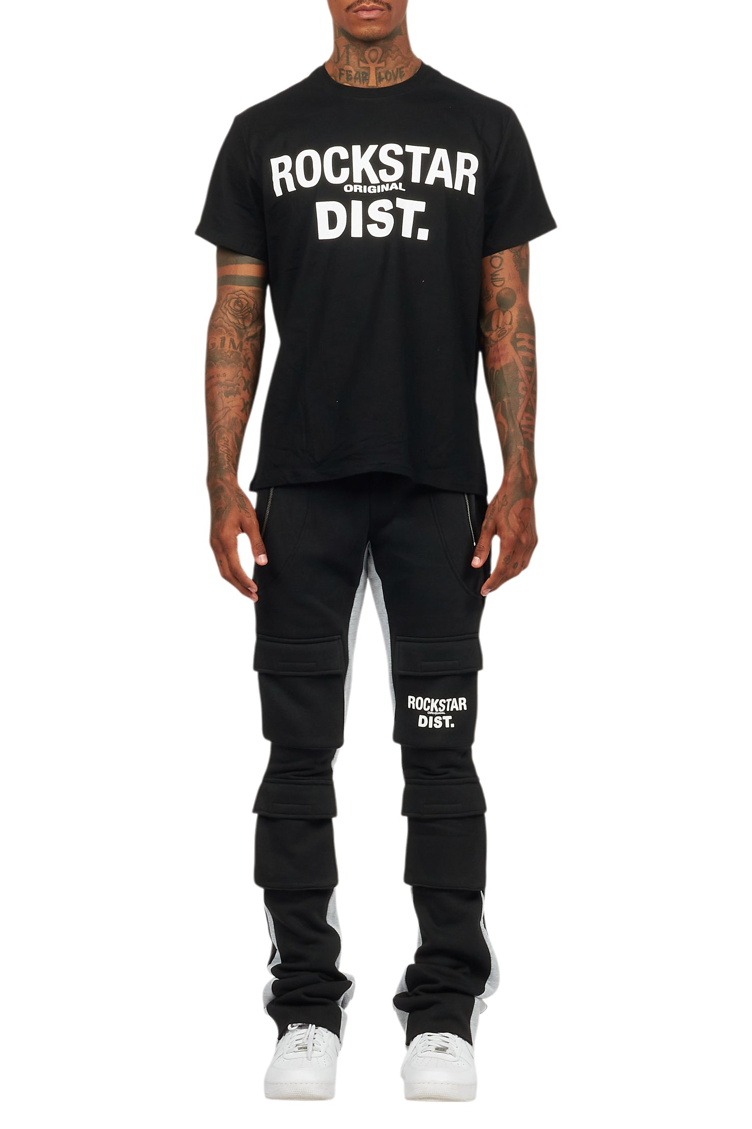 Antoon Black T-Shirt/Stacked Flare Track Set