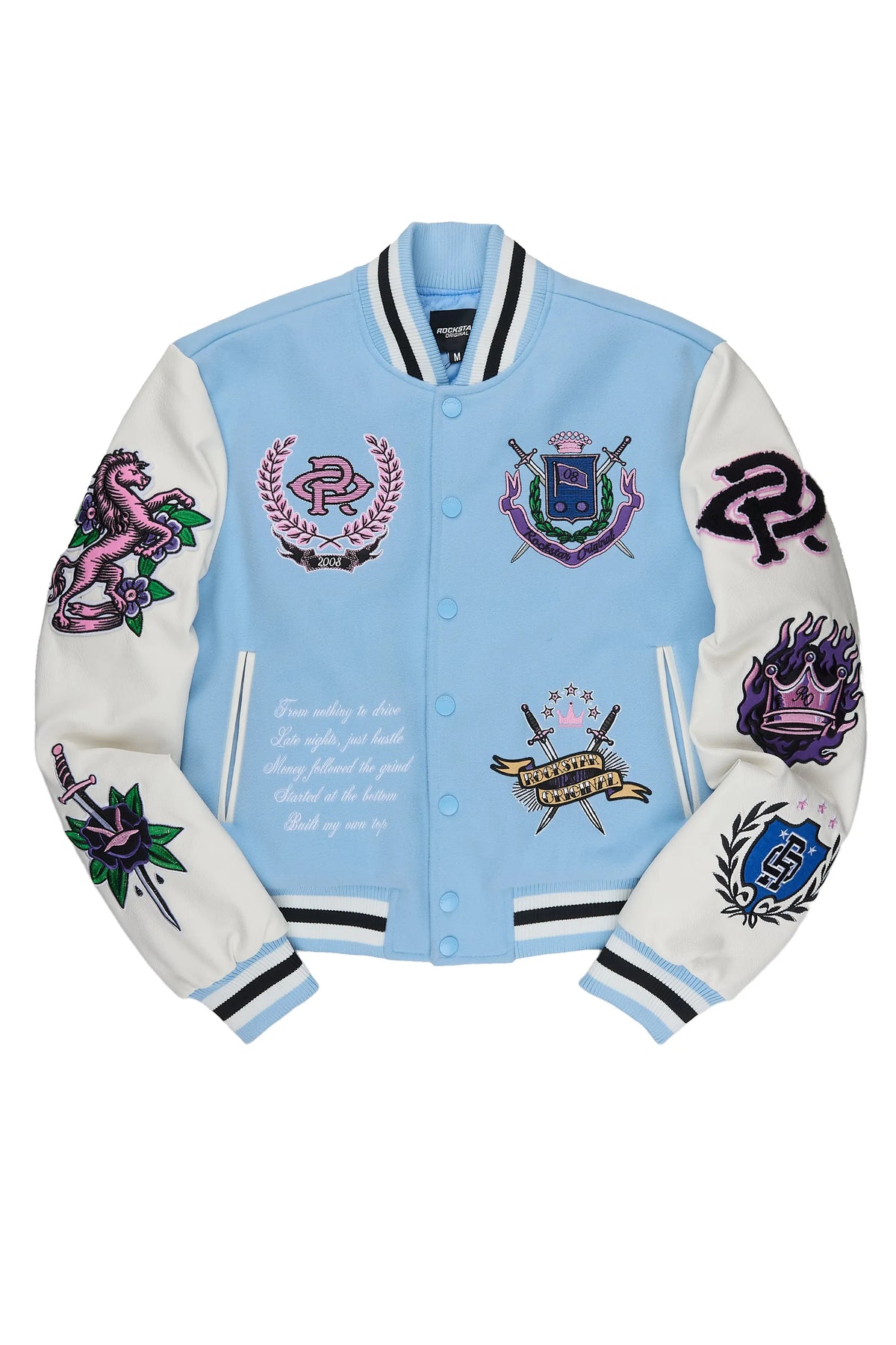 Althene Baby Blue Oversized Varsity Jacket