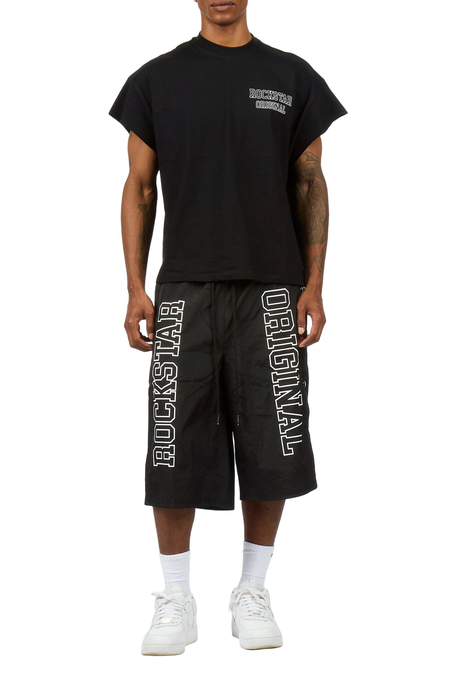 Lusent Black Muscle Tee/Jort Set