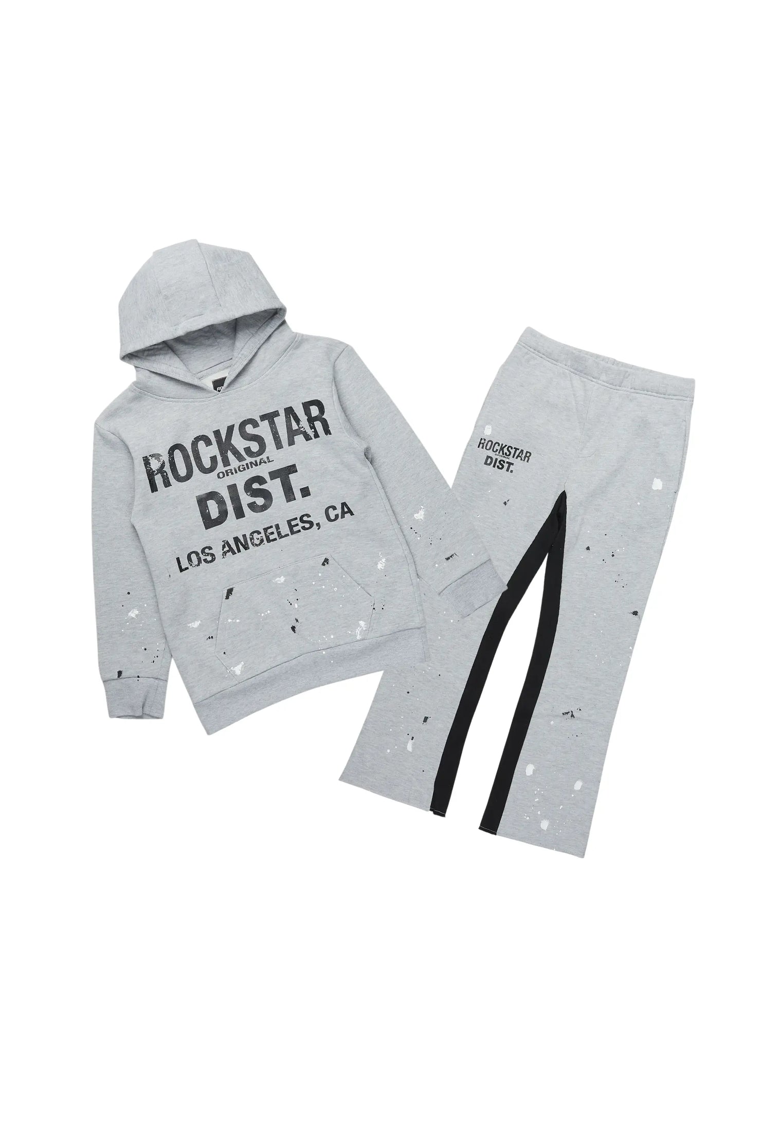 Boys Scottie Grey/Heather Grey Stacked Baggy Track Set