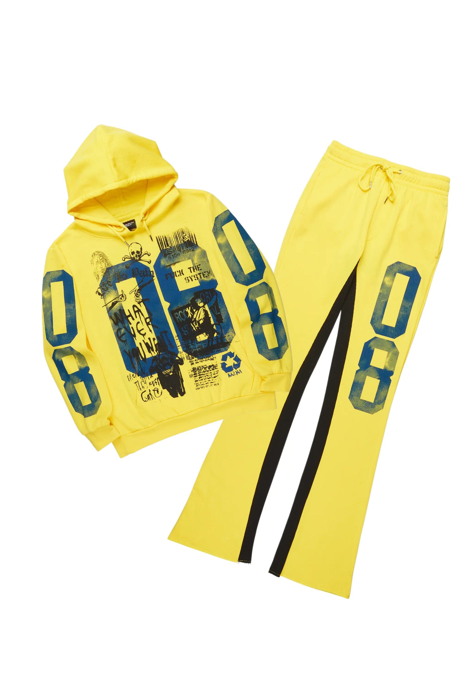 Grill Yellow Hoodie Baggy Track Pant Set