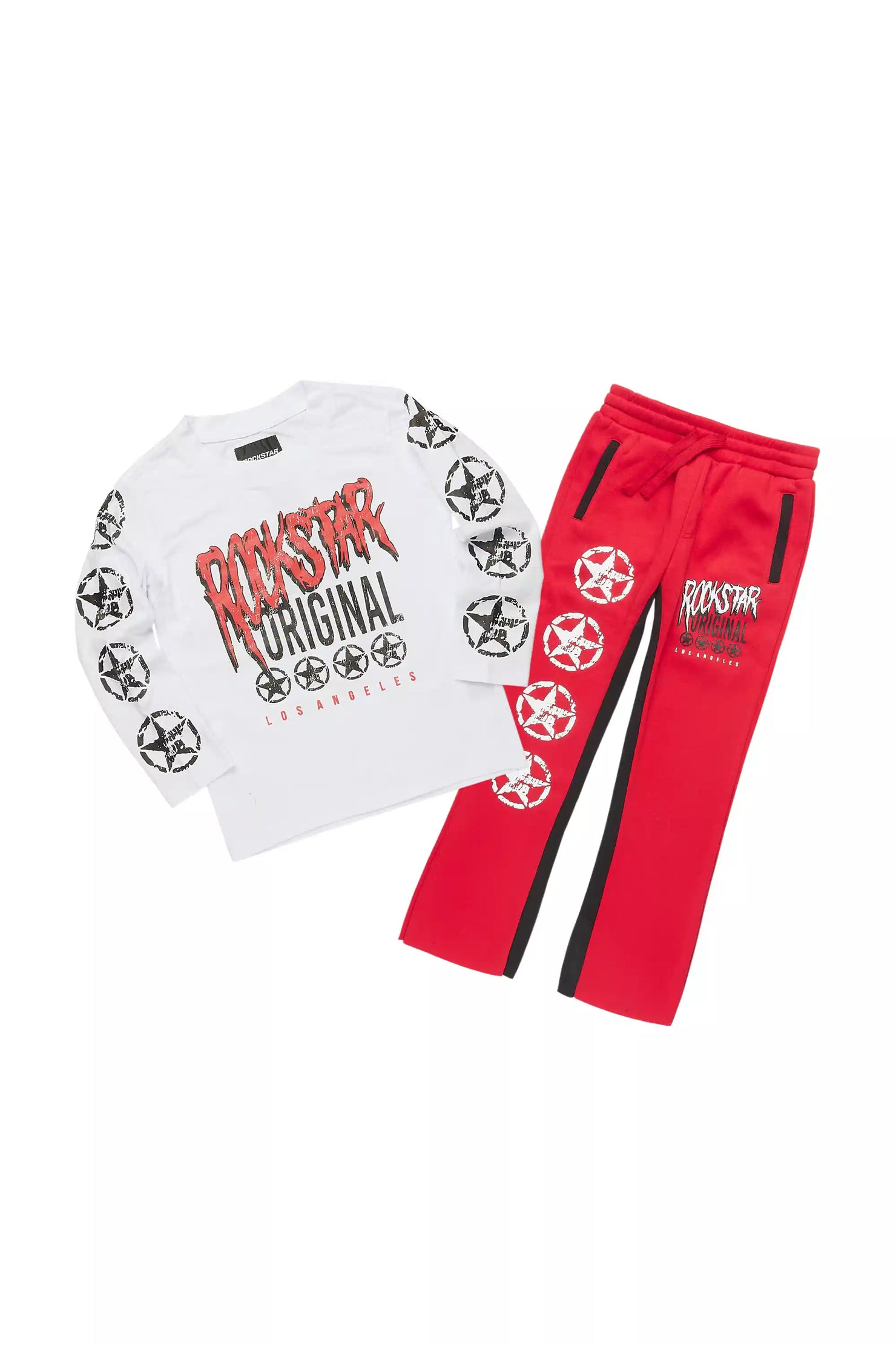 Boys Wizzurd Red T-Shirt/Stacked Flare Pant Set