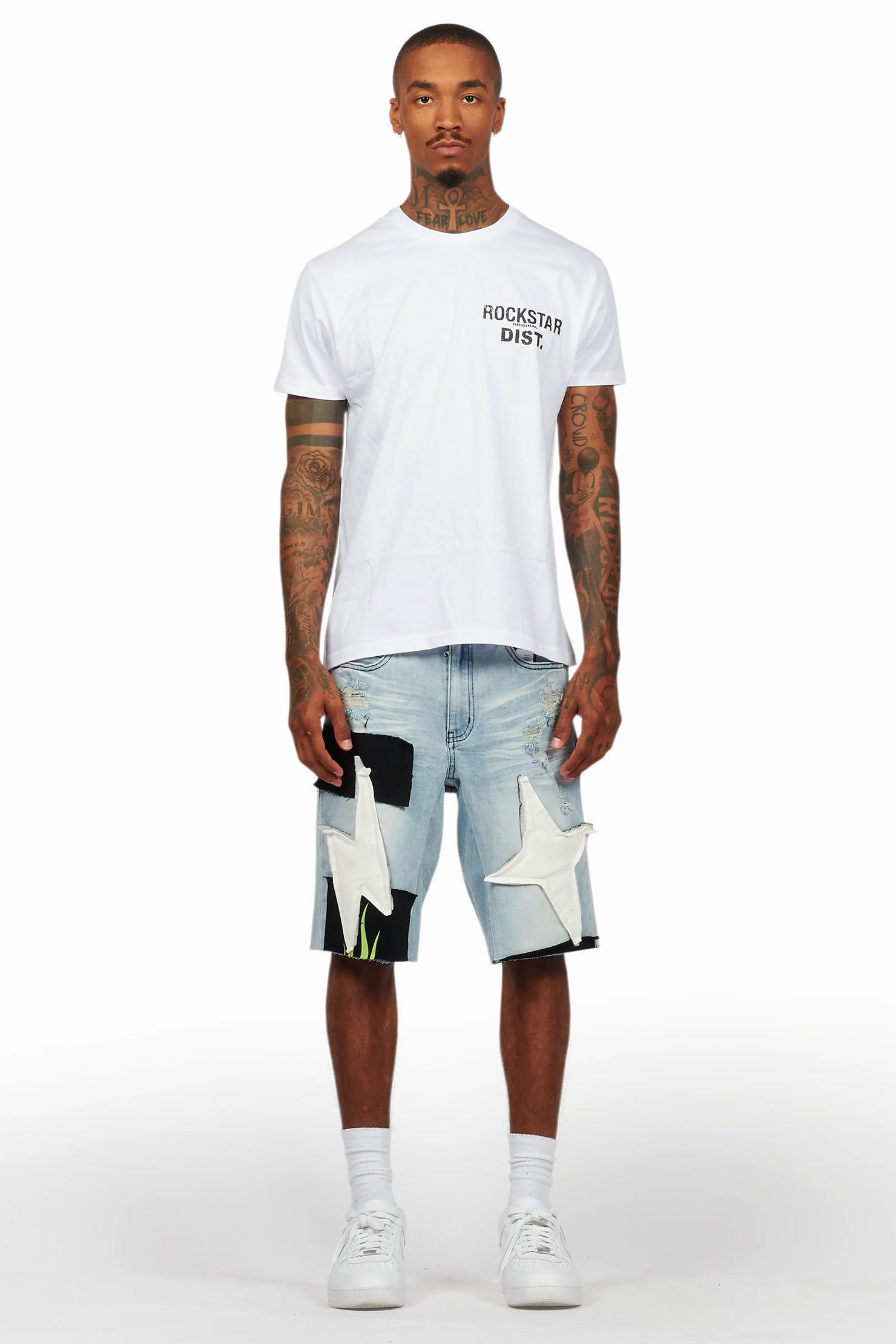 Butch White/Black T-Shirt/Denim Short Set