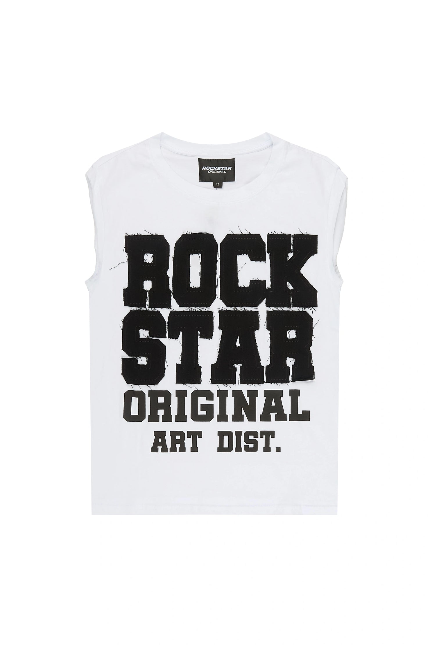 Boys Yulian White Patch Cut Off T-Shirt