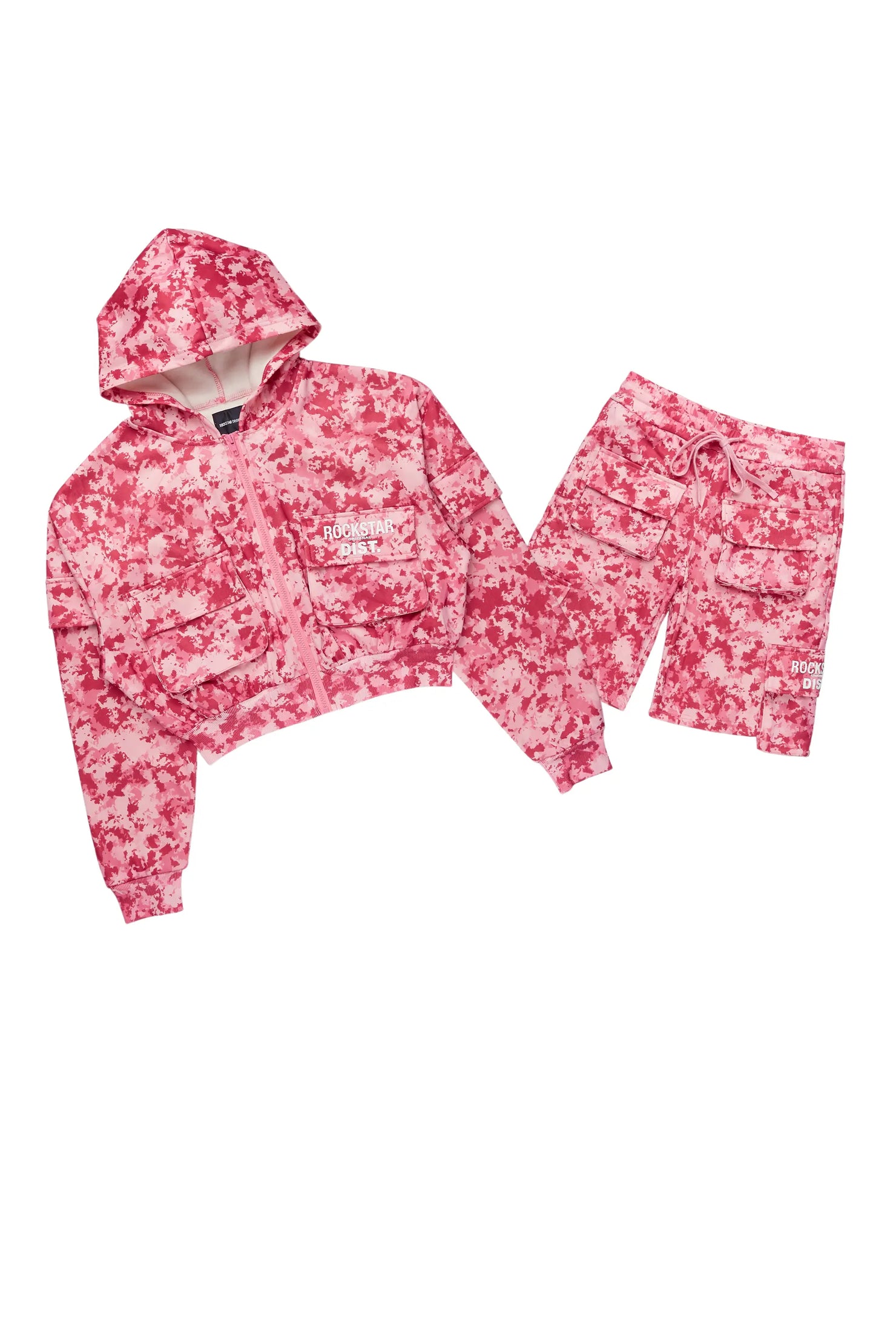 Shaneka Pink Digital Camo Cargo Short Set