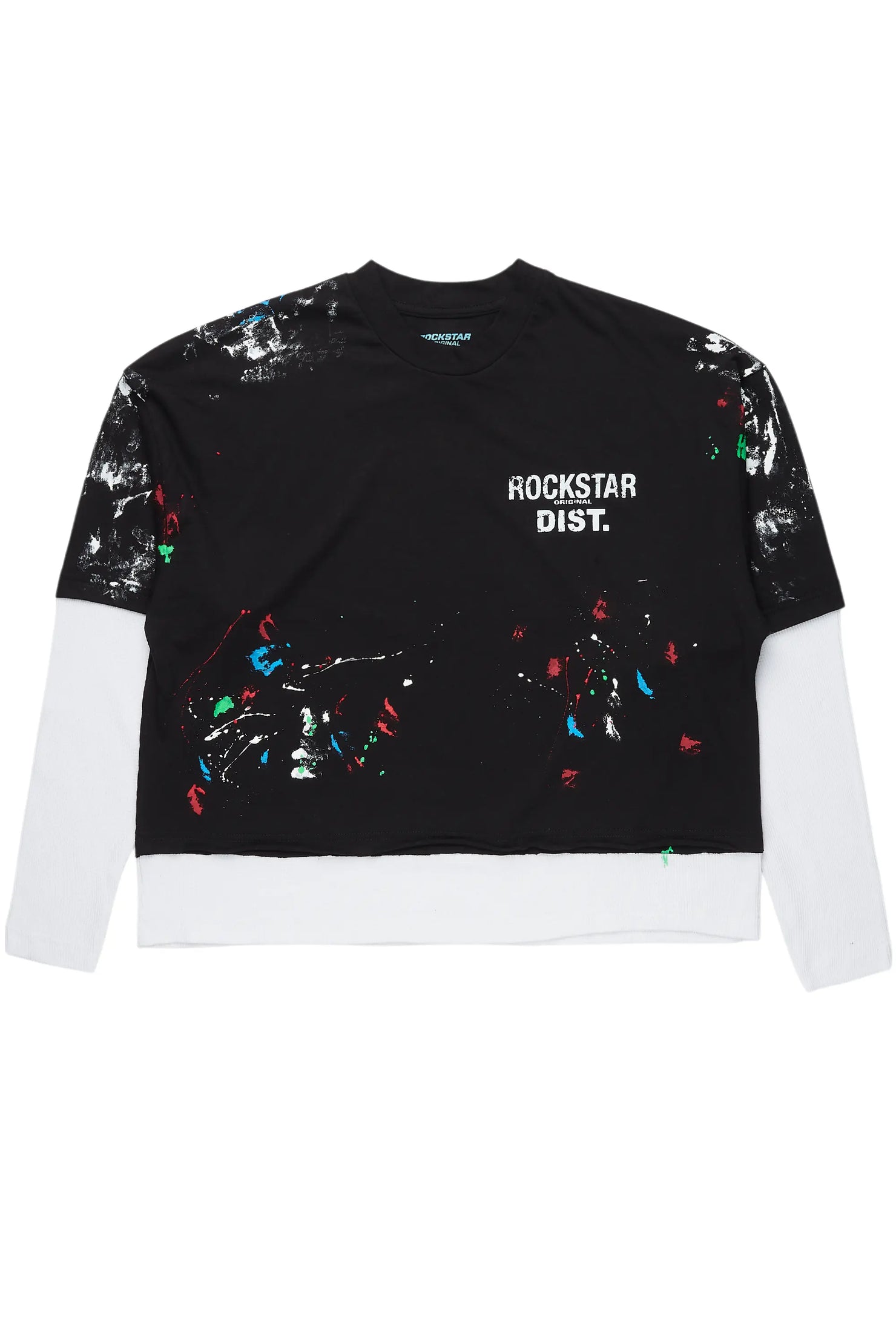 Odell Black Thermal Double Layer Boxy Crop T-Shirt