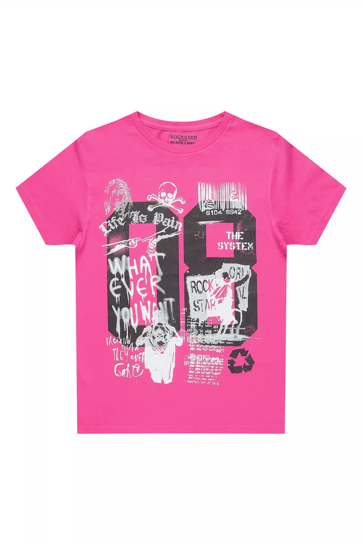 Girls Kammy Fuchsia/White Graphic T-Shirt