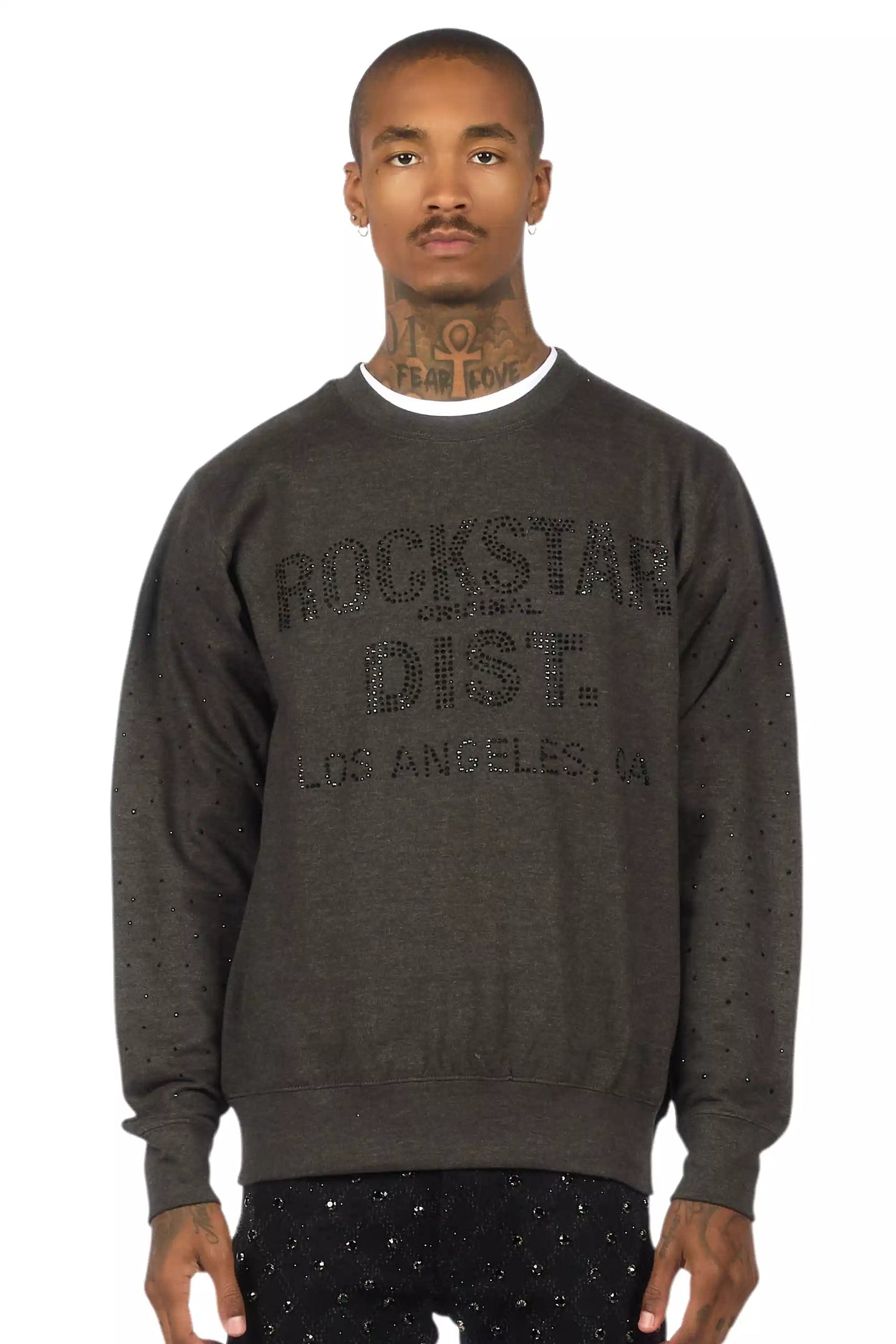 Raze Charcoal/Black Rhinestone Crewneck Sweatshirt