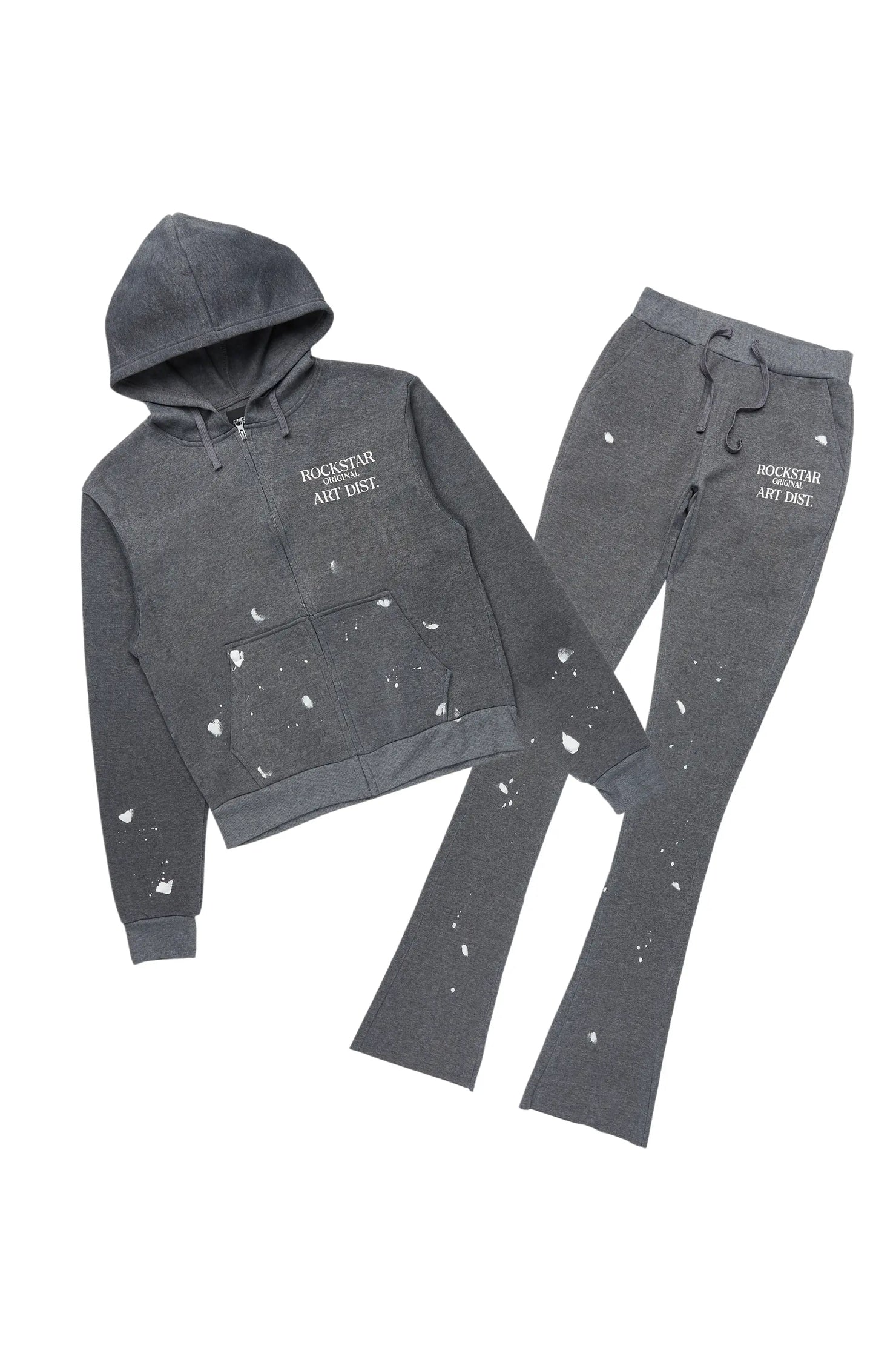 Tanazia Heather Grey Zip Up Super Stacked Trackset