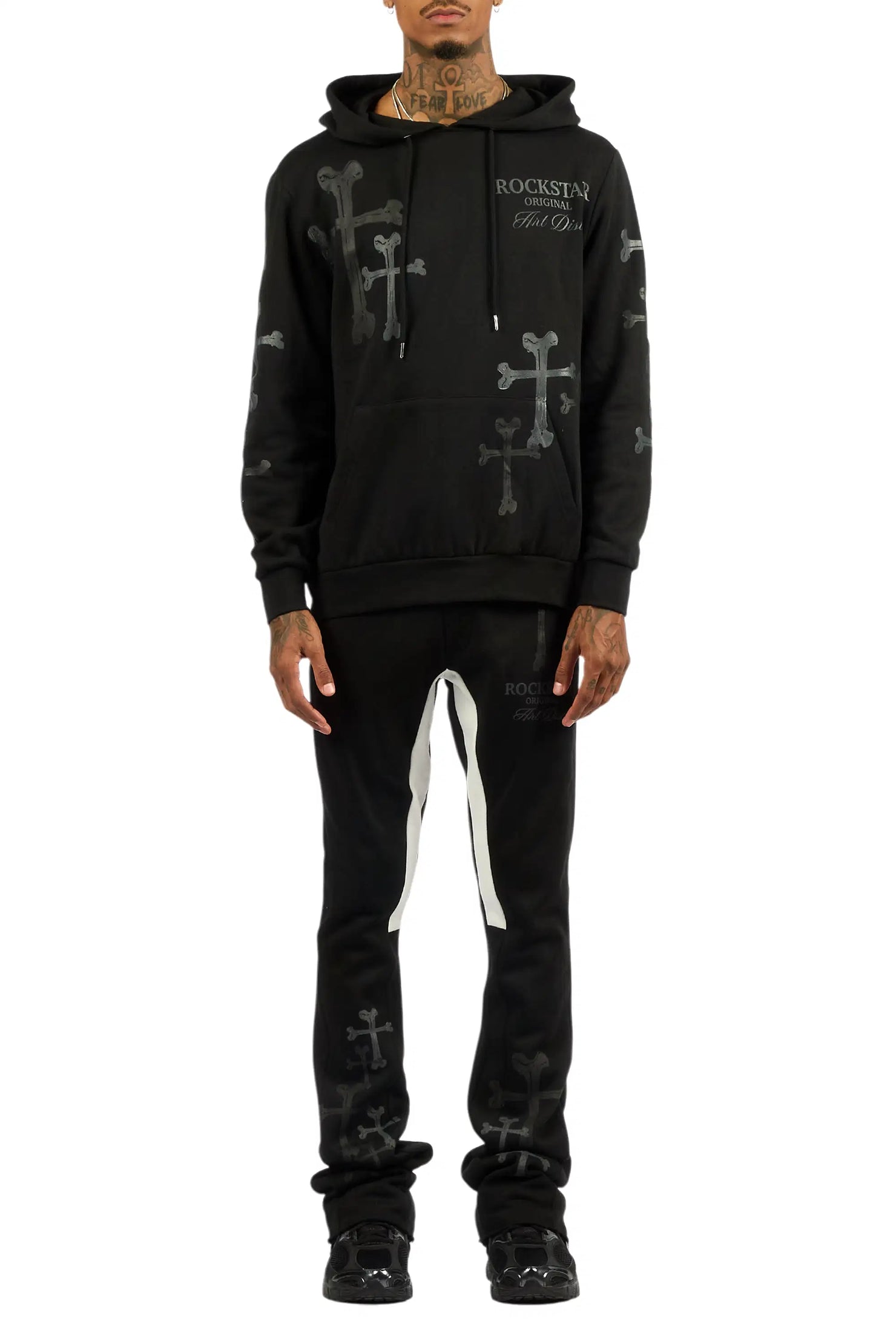 Olivier Black Hoodie/Stacked Flare Track Set