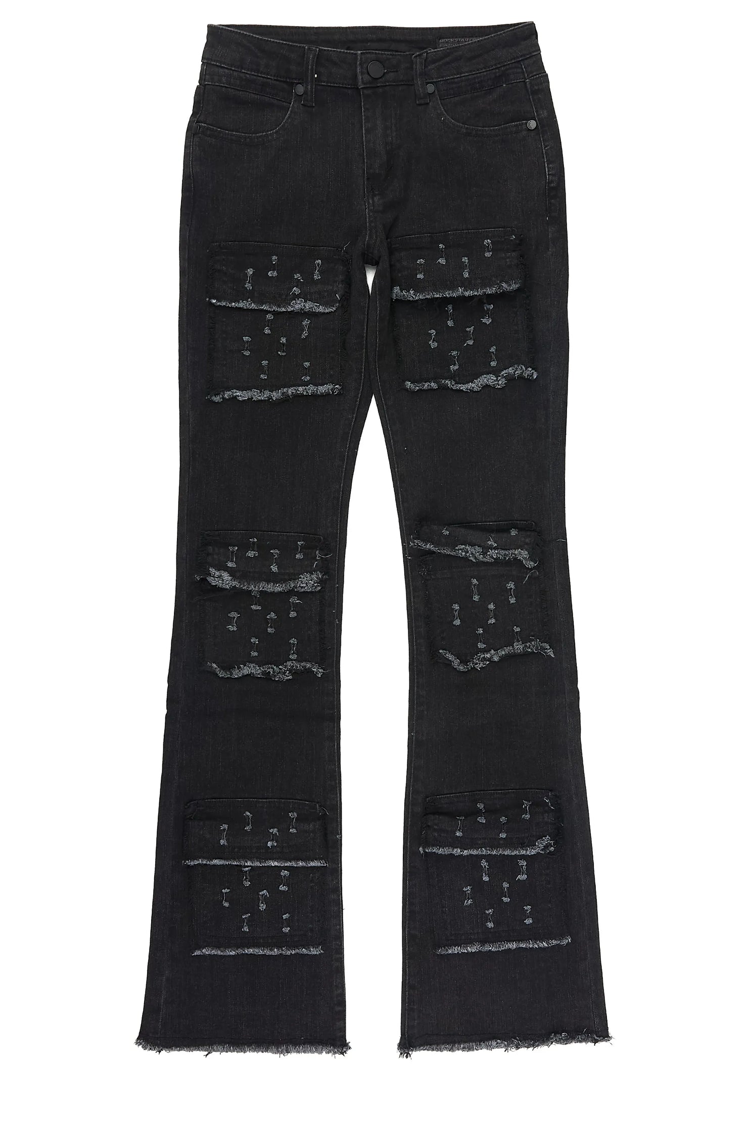Boys Leonardo Black Stacked Flare Jean