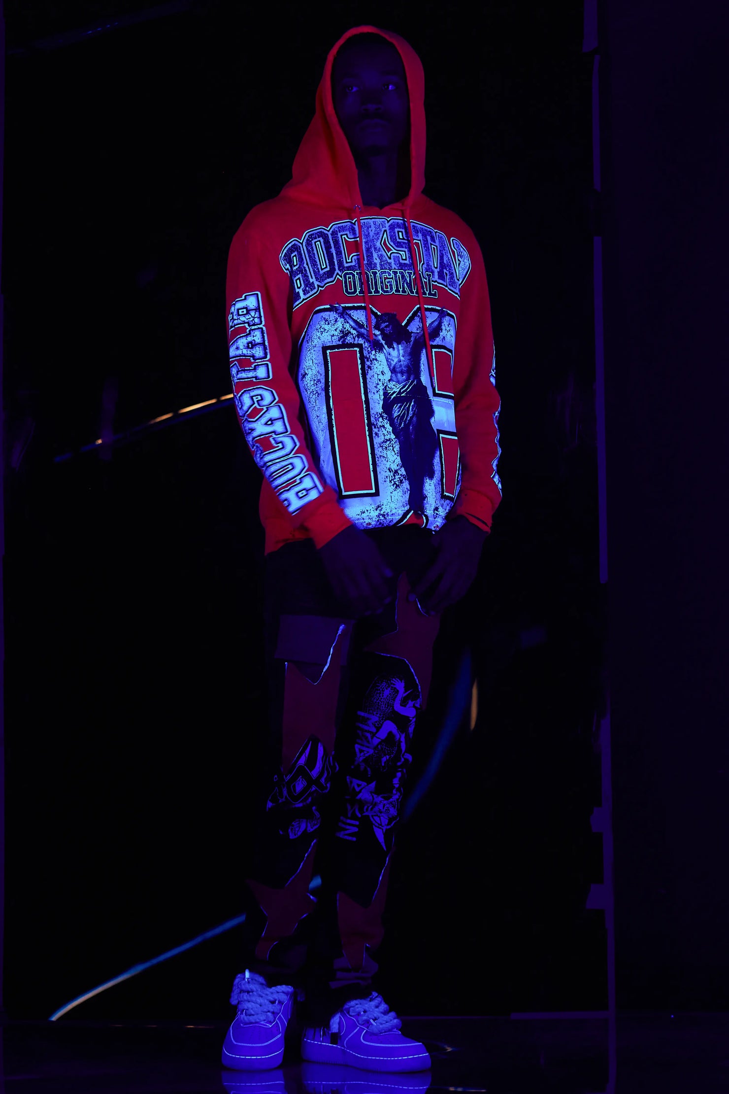 Fields Orange Distressed Graphic Hoodie