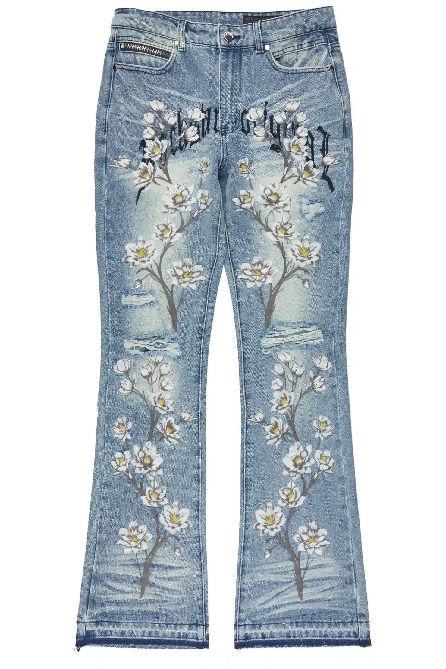 Folor Light Blue Stacked Flare Jean