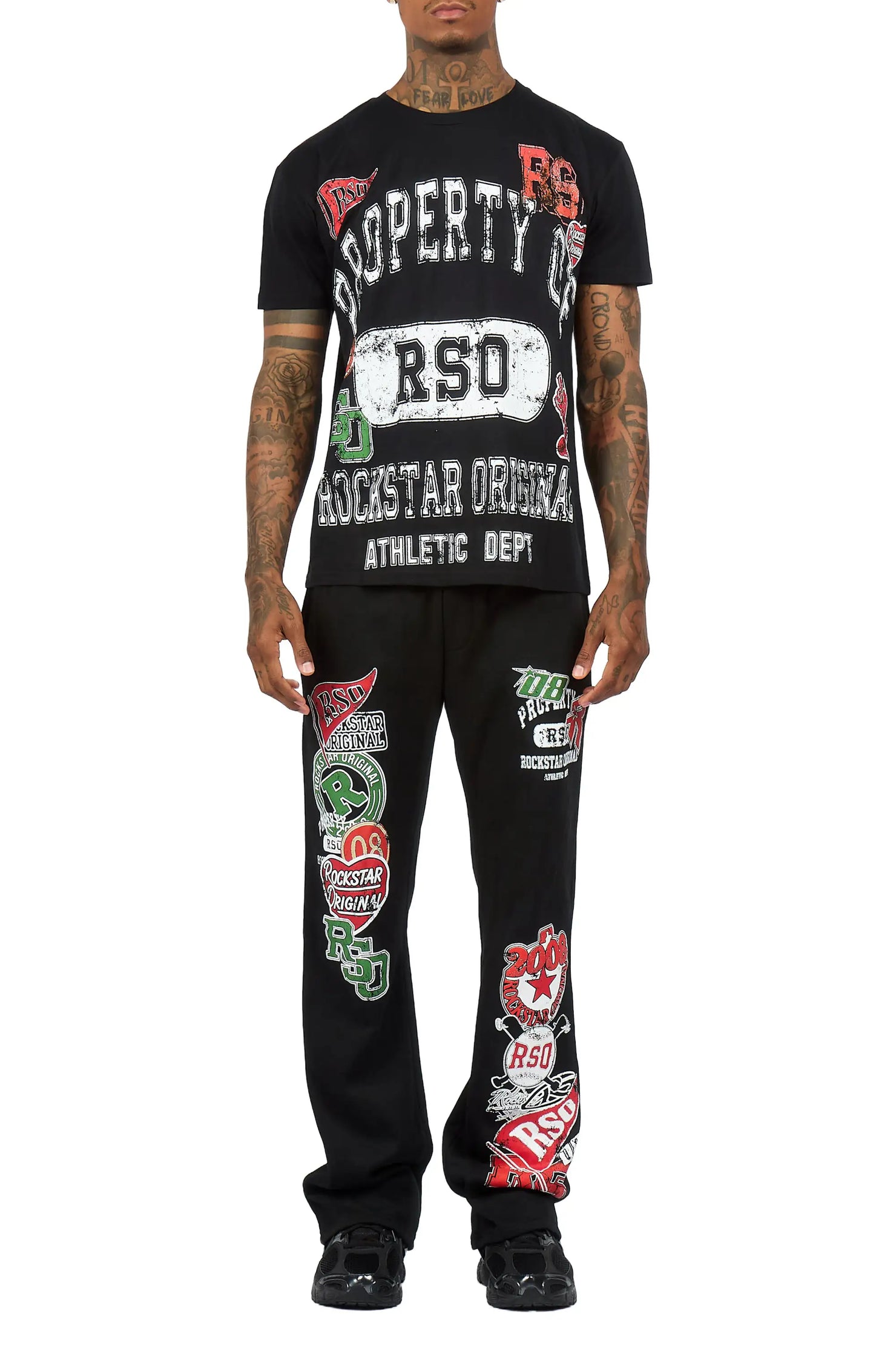 Syrix Black/Multi T-Shirt/Relaxed Track Set