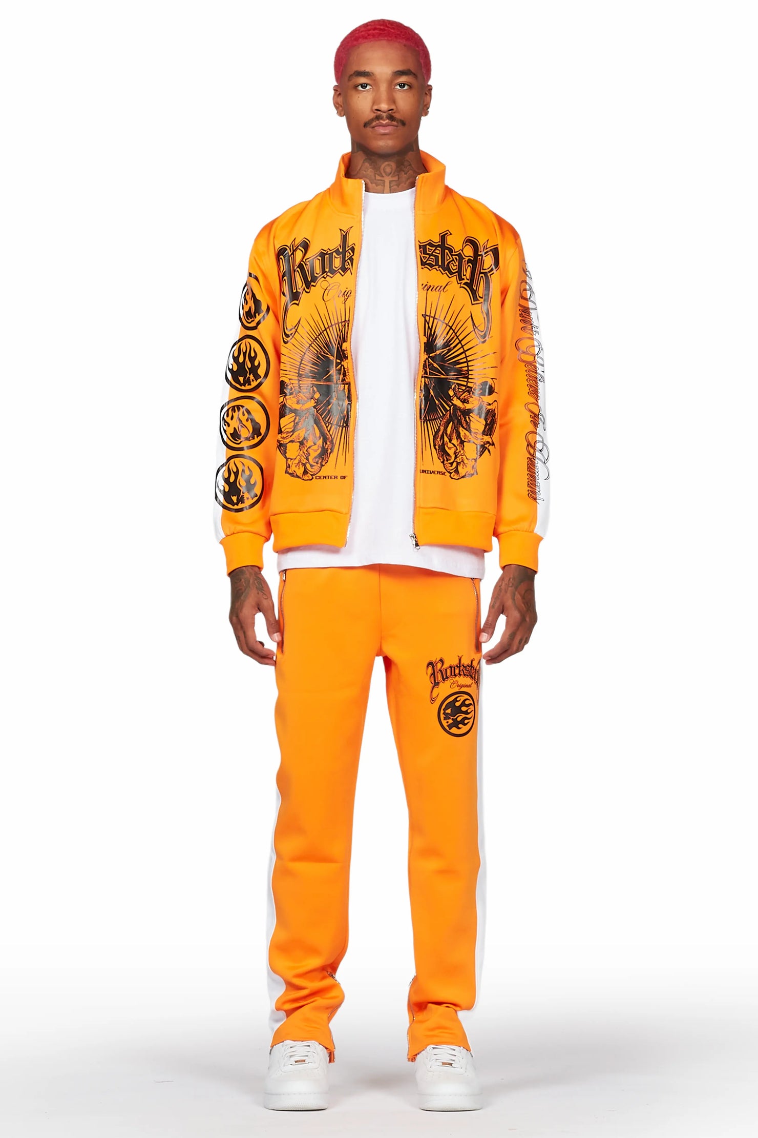 Yarden Orange Tricot Slim Fit Track Set