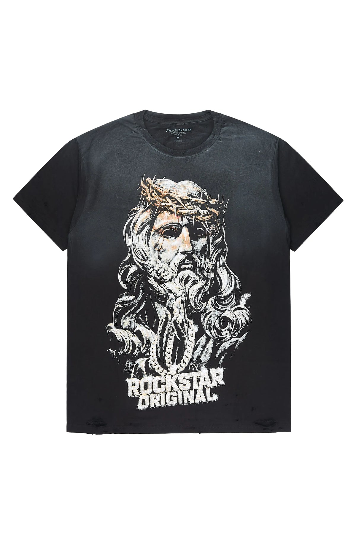 Cyran Black Oversized Graphic T-Shirt