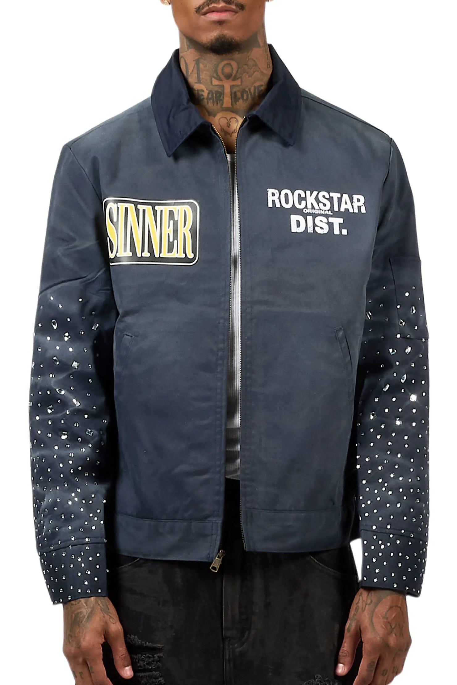 Traval Navy Rhinestone Workman Jacket