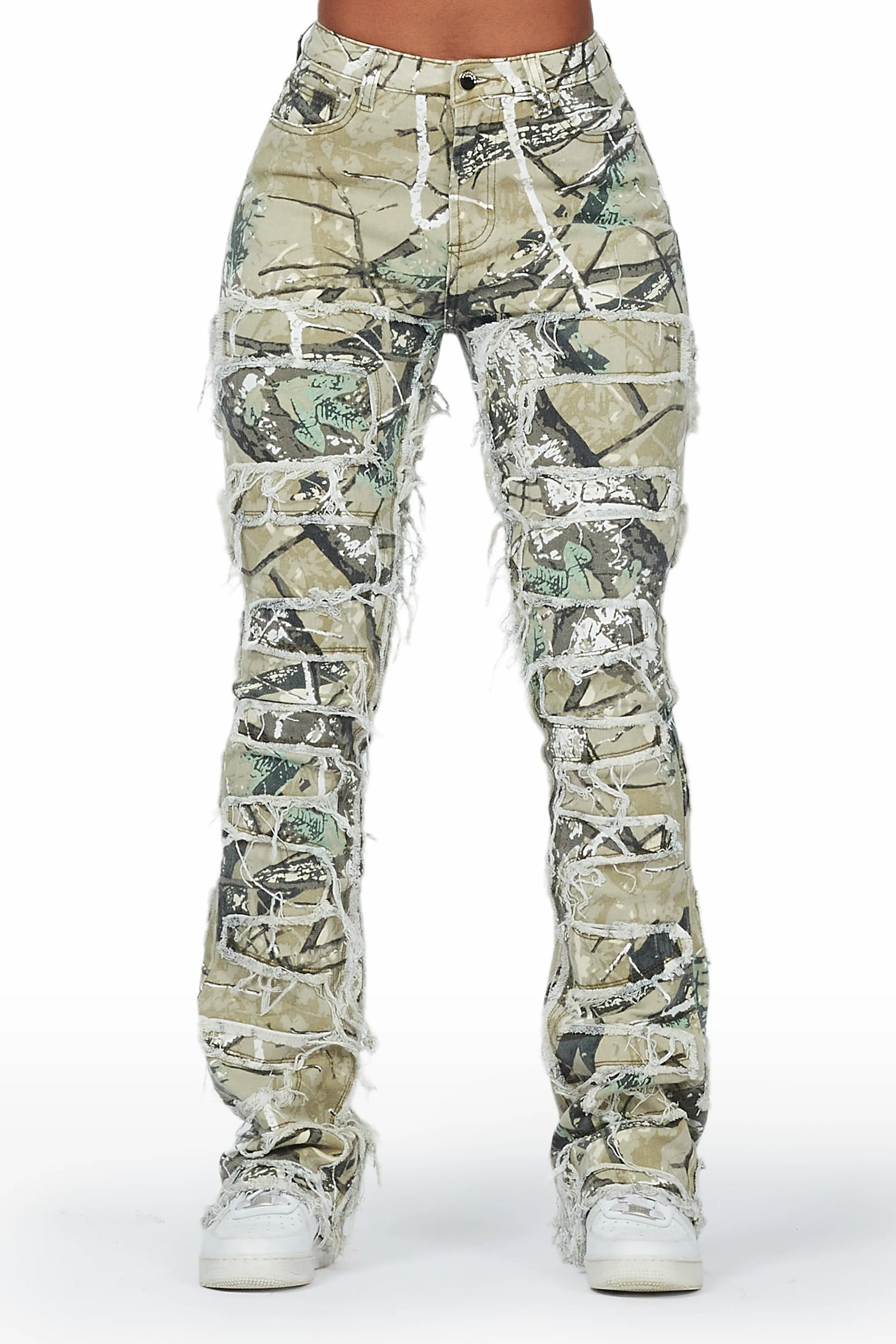 Zariyah Tree Camo Stacked Flare Jean