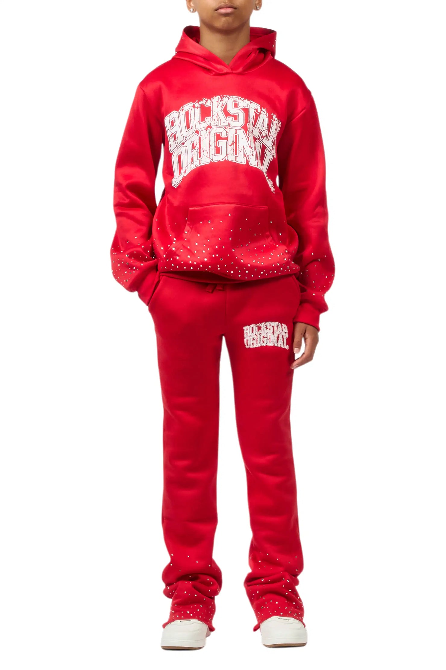 Boys Dontrello 2.0 Red Rhinestone Stacked Track Set