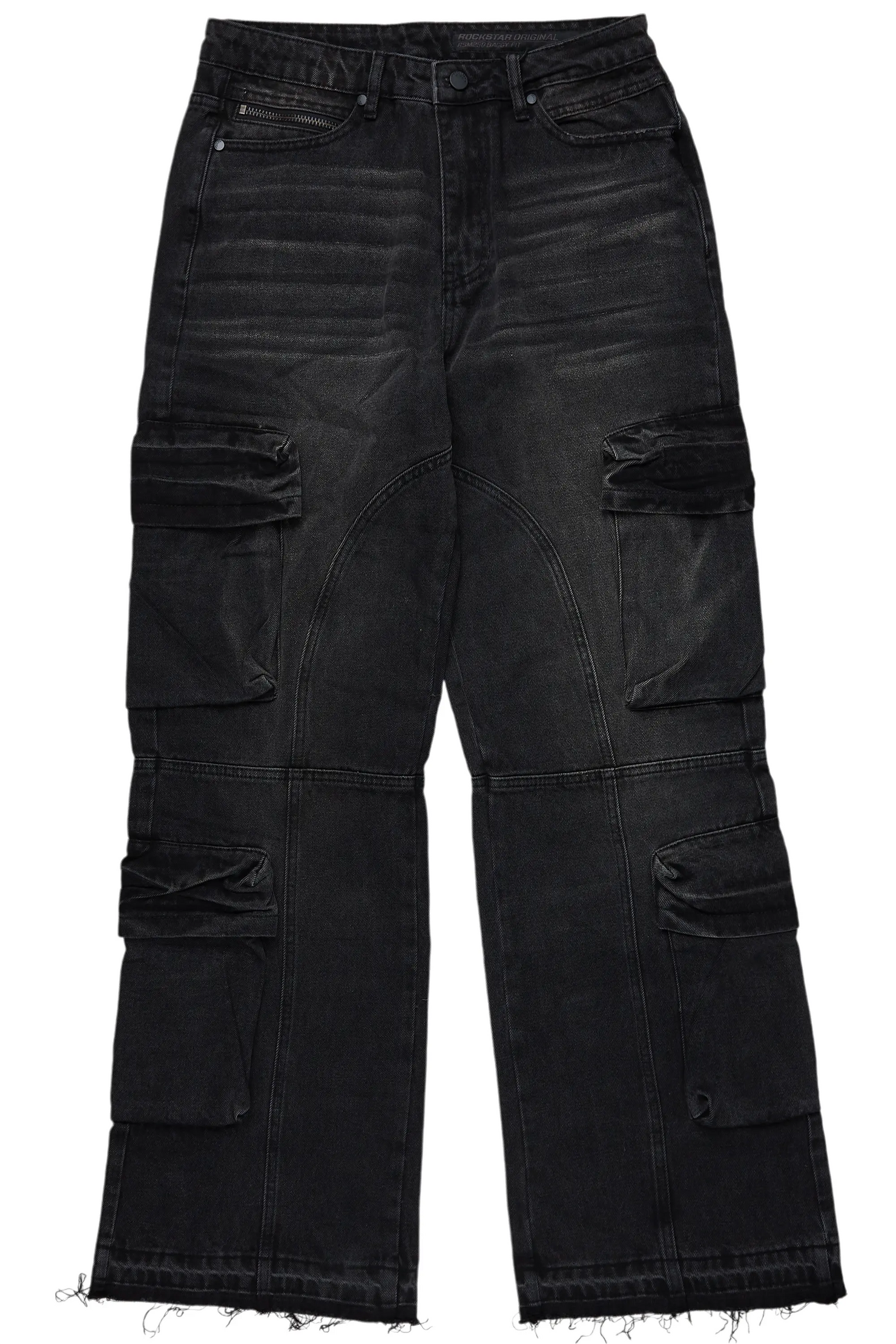 Gregor Black Baggy Fit Cargo Jean