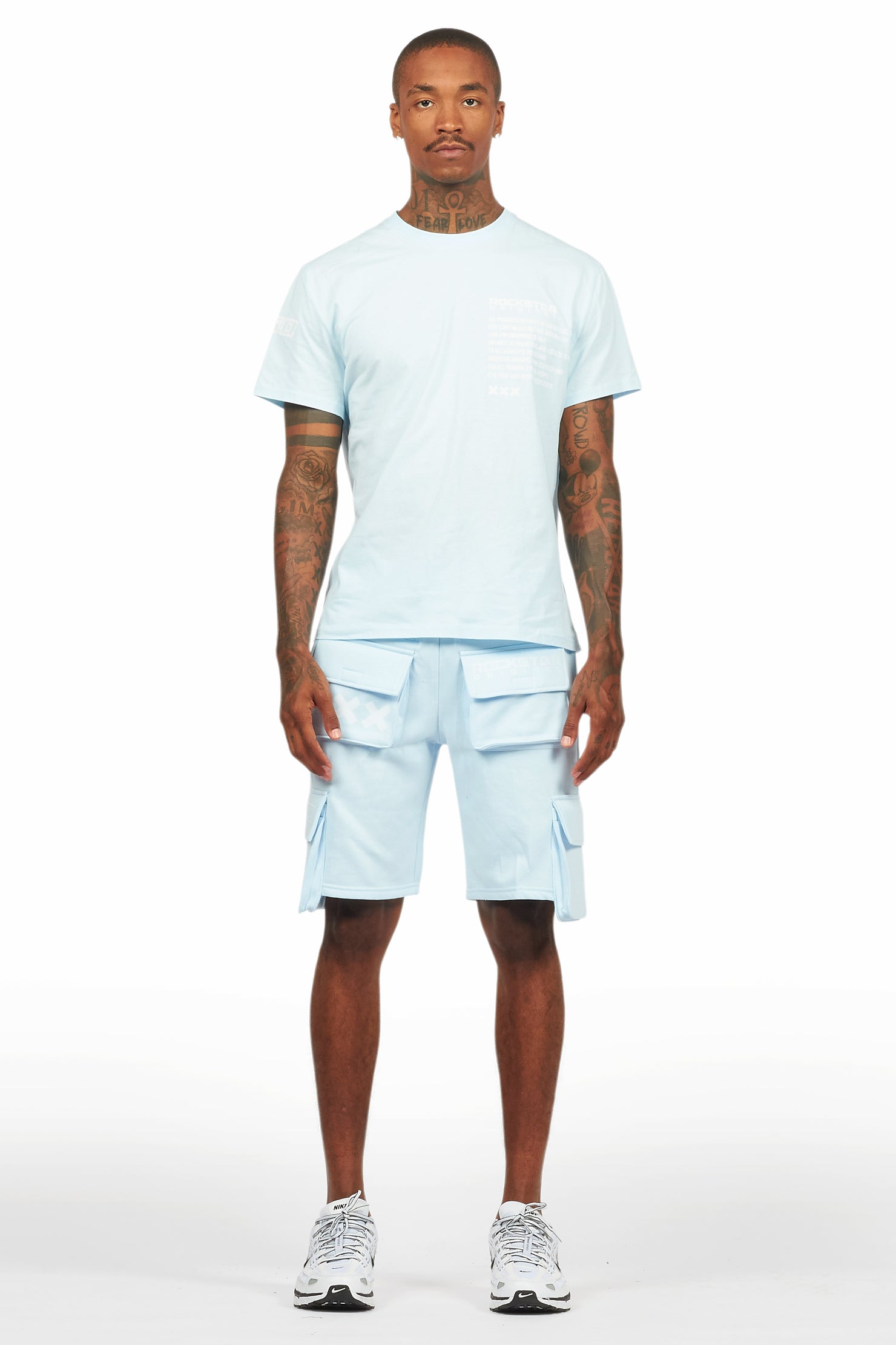 Jash Baby Blue/White Short Set