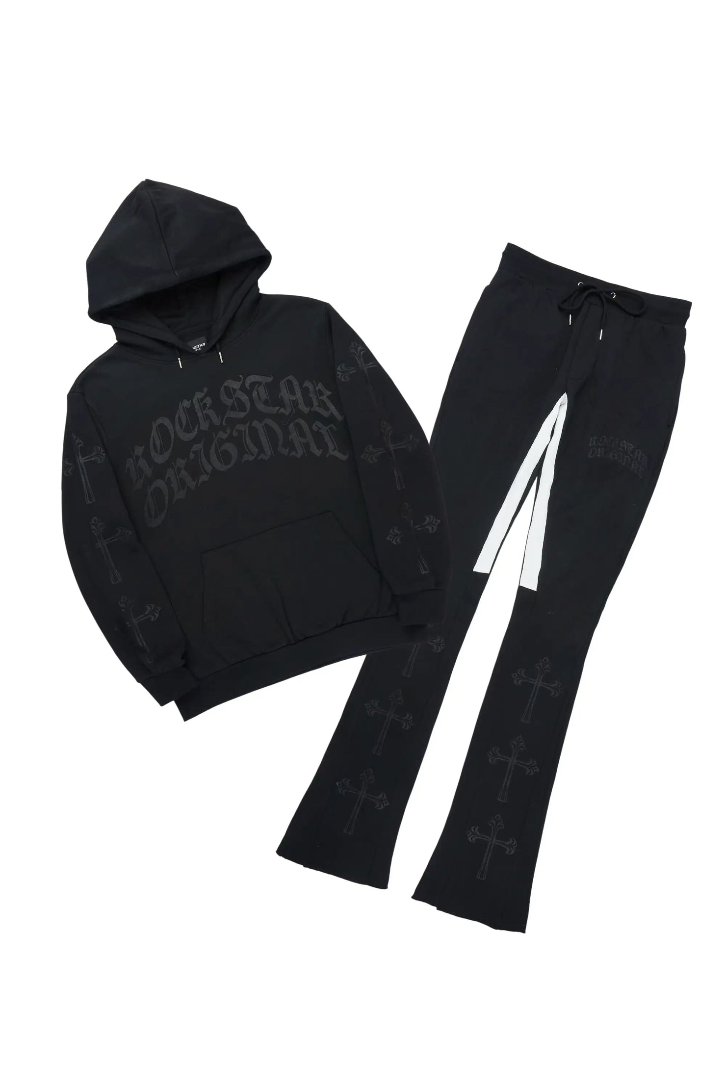 Michael Black/Black Hoodie/Stacked Flare Track Set