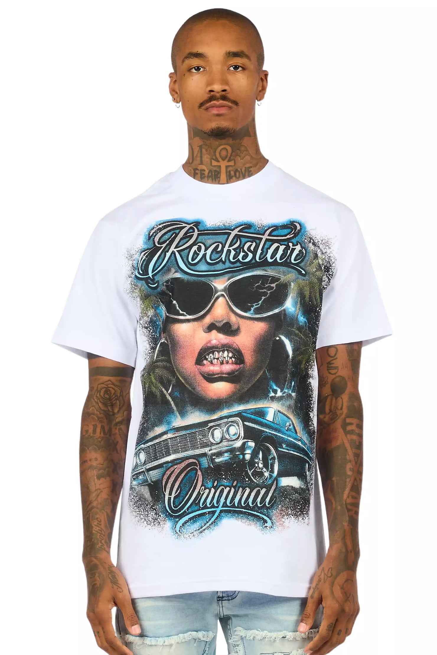Ozair White/Multi Oversized Graphic T-Shirt