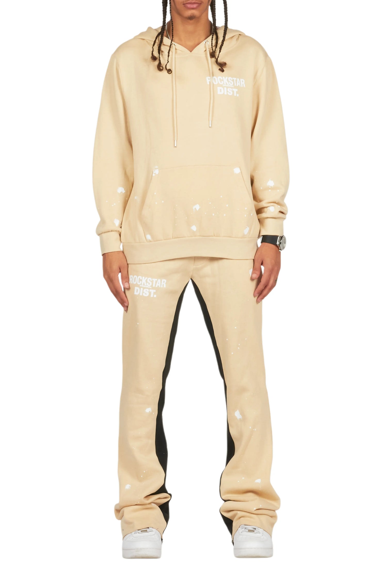 Raffer Beige Hoodie Baggy Fit Pant Track Set