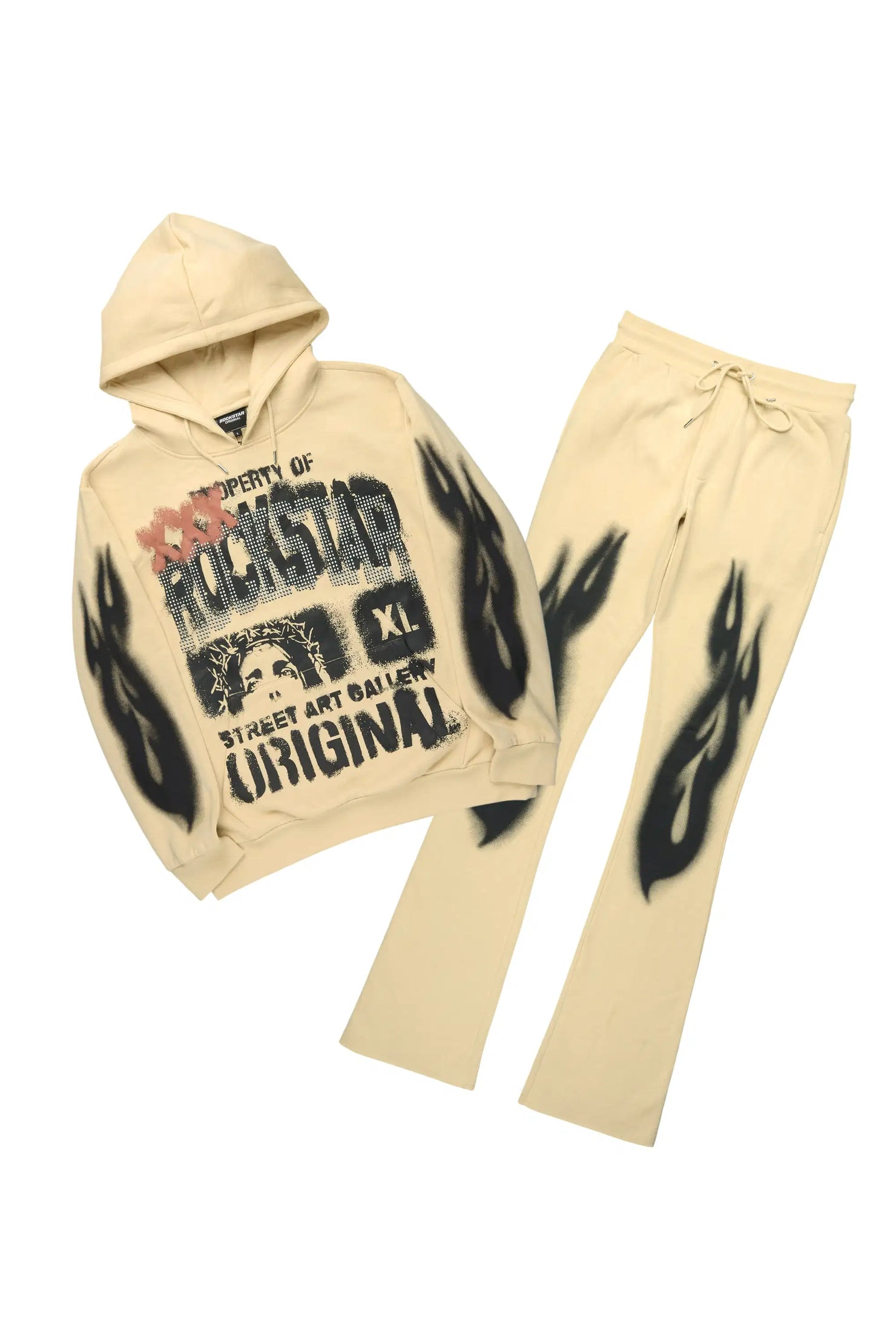 Kyo Beige Hoodie Stacked Track Set