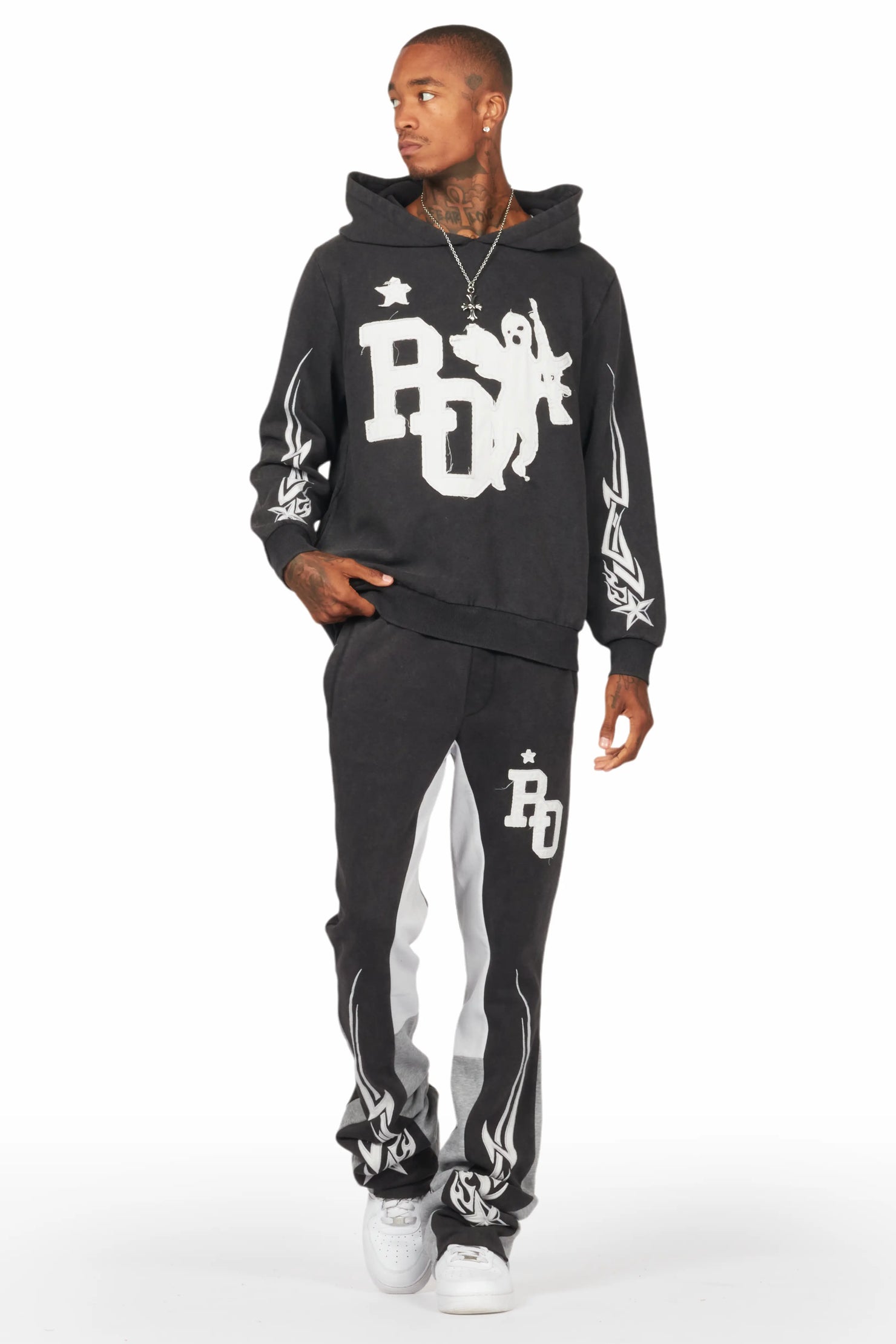 Pluton Black Patchwork Stacked Track Set