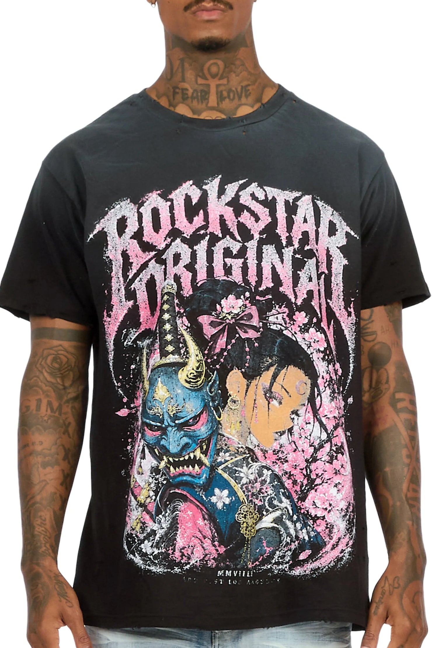 Kavero Black Oversized Graphic T-Shirt