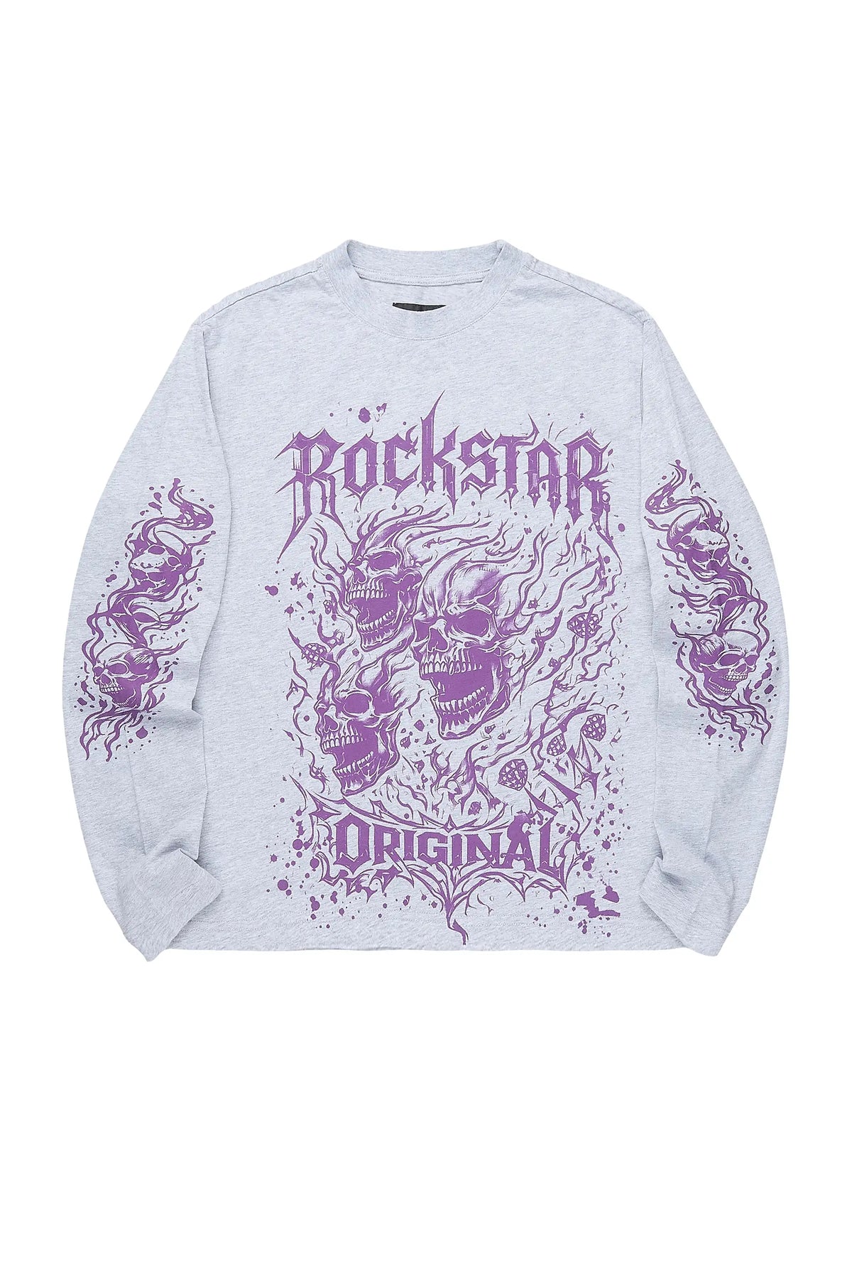 Boys Lacey Heather Grey Long Sleeve Graphic T-Shirt