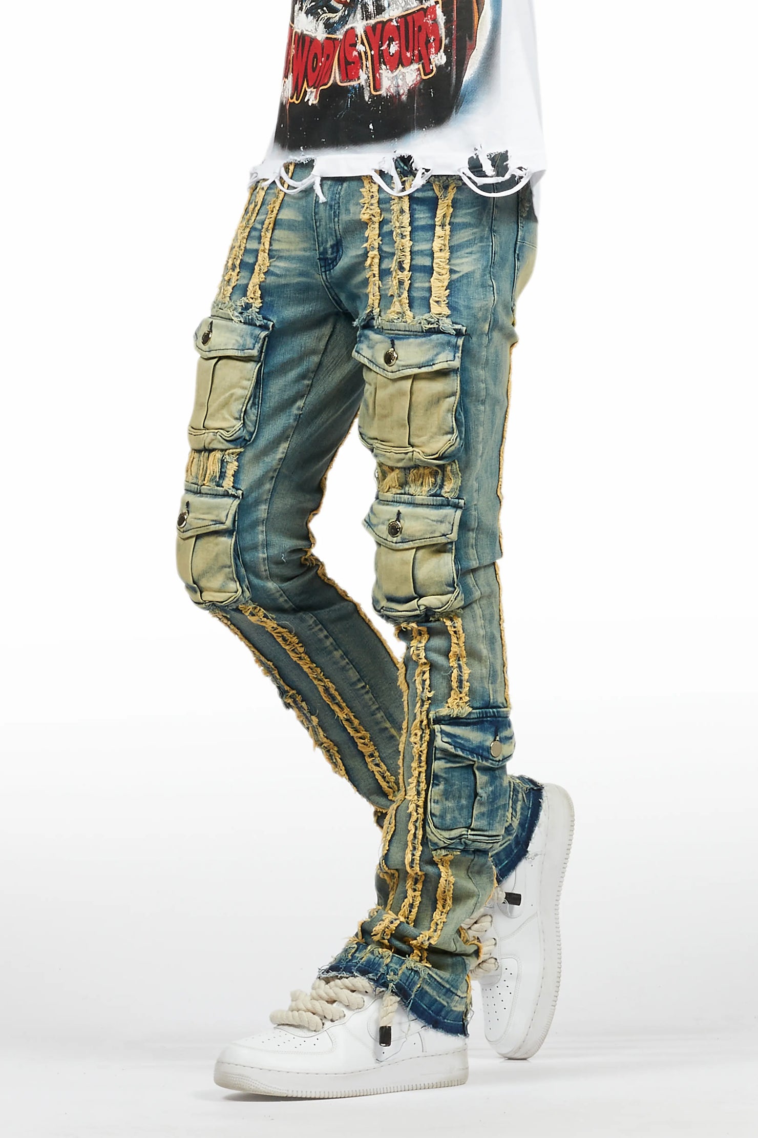 Frey Blue Stacked Flare Jean
