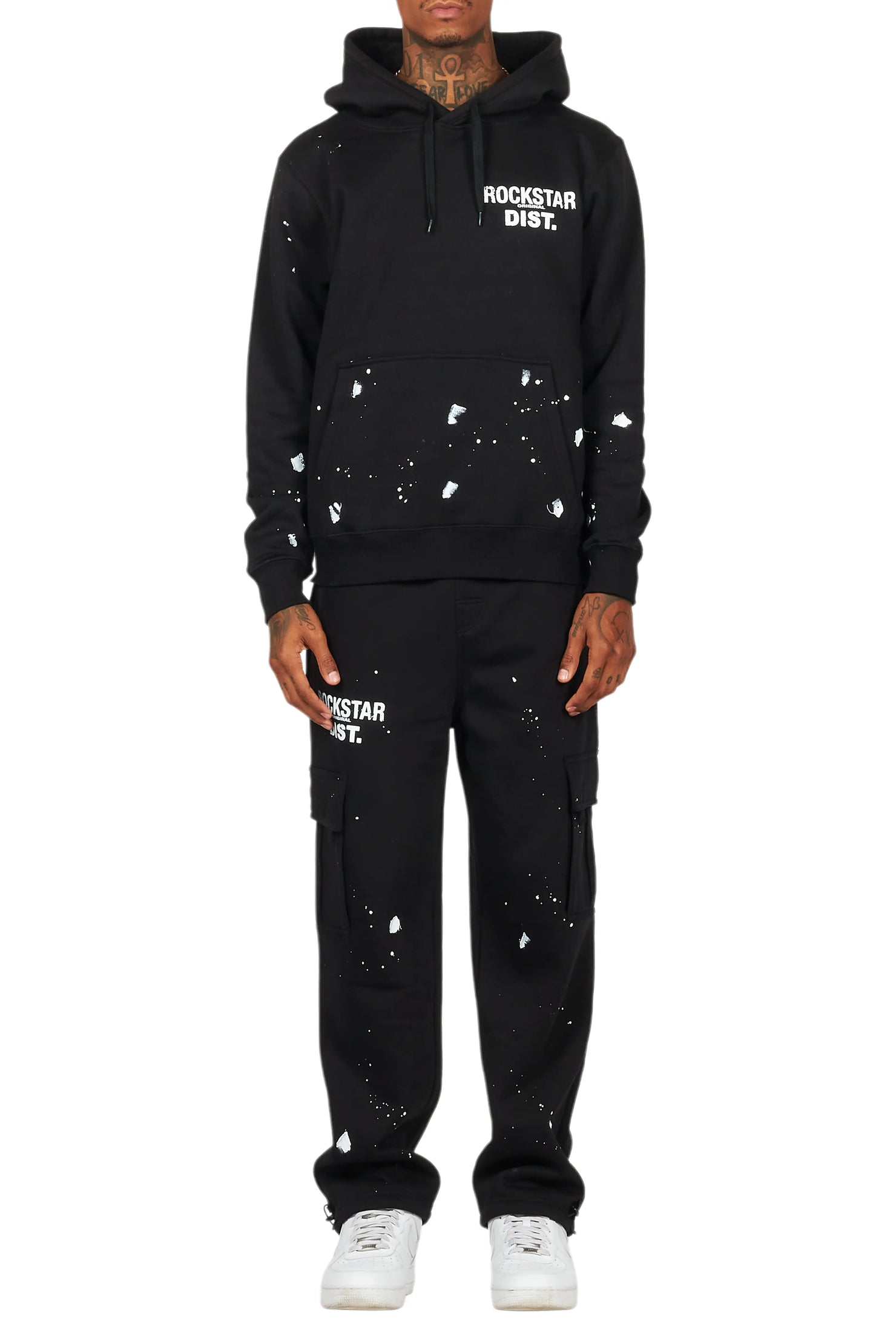 Raffer Black Hoodie/Cargo Sweat Pant Set